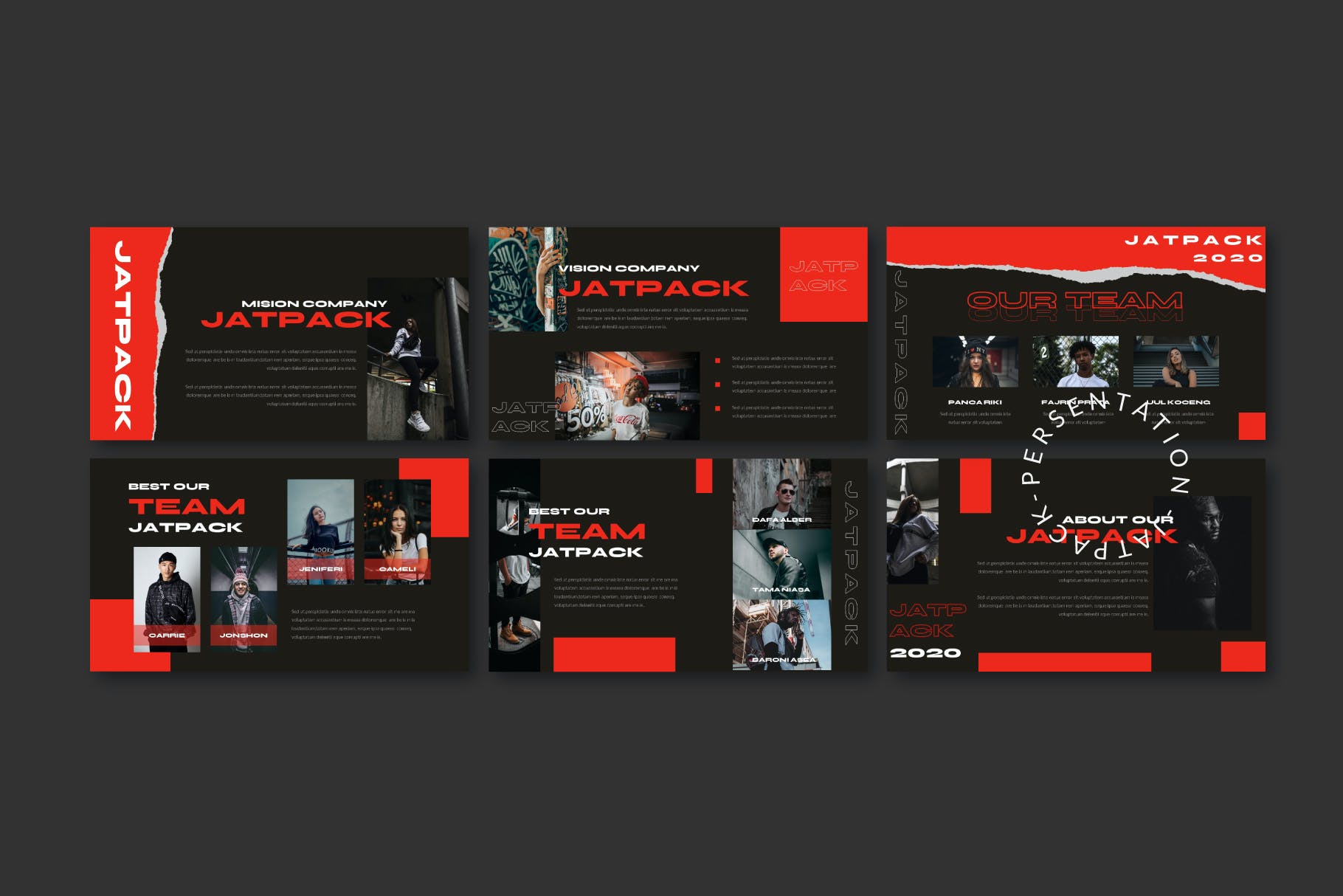 时尚潮流街头文化潮牌品牌推广深色PPT演示文稿模板 Jetpack - Powerpoint Template_img_2