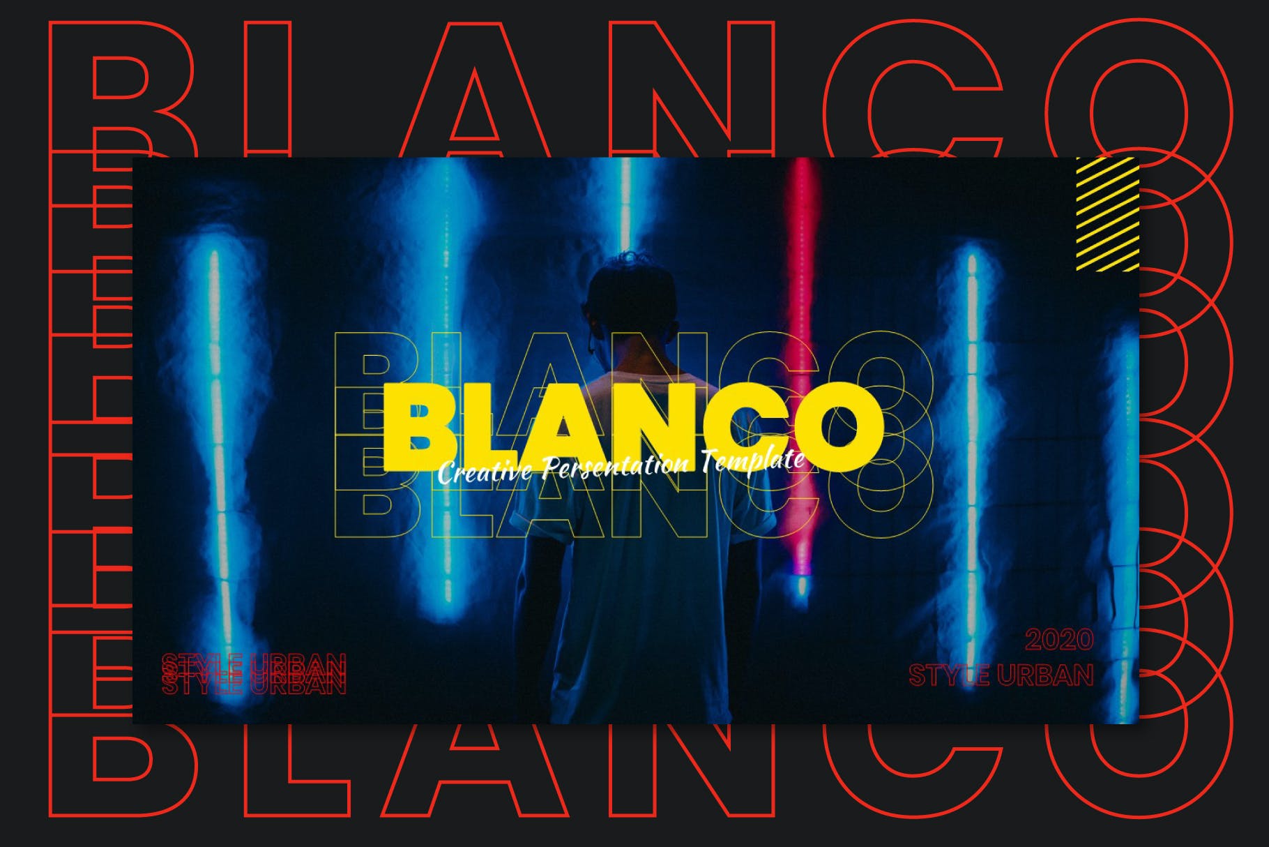 时尚创意霓虹炫彩潮流品牌推广PPT演示文稿模板素材 Blanco - Powerpoint template_img_2