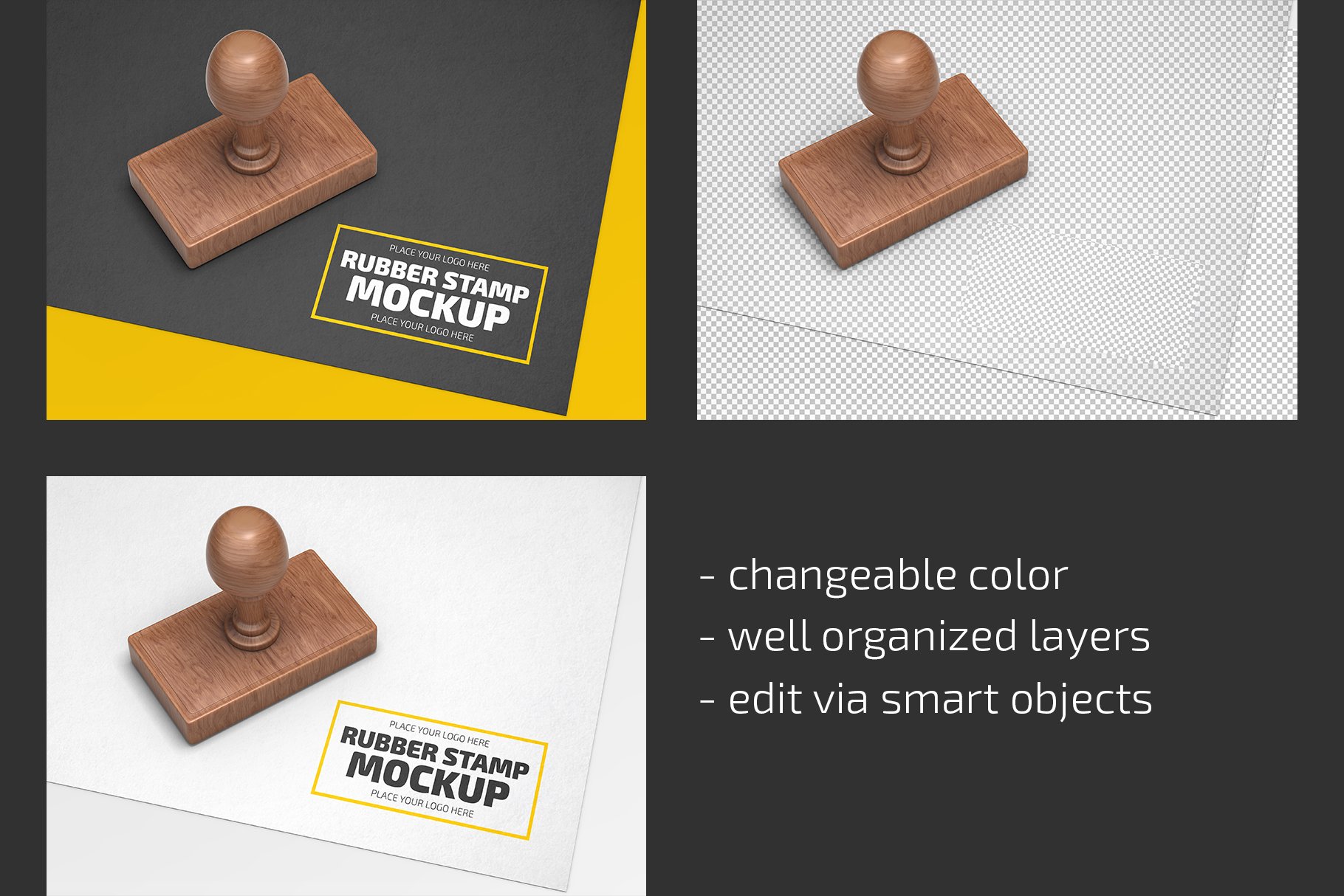 矩形图章设计展示样机模板合集 Rubber Stamp Mockup Set_img_2