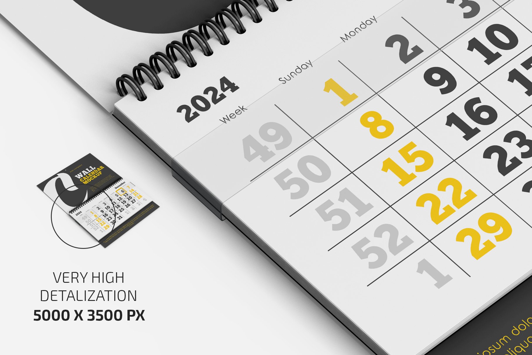 墙挂日历挂历设计展示样机合集 Wall Calendar Mockup Set V02_img_2