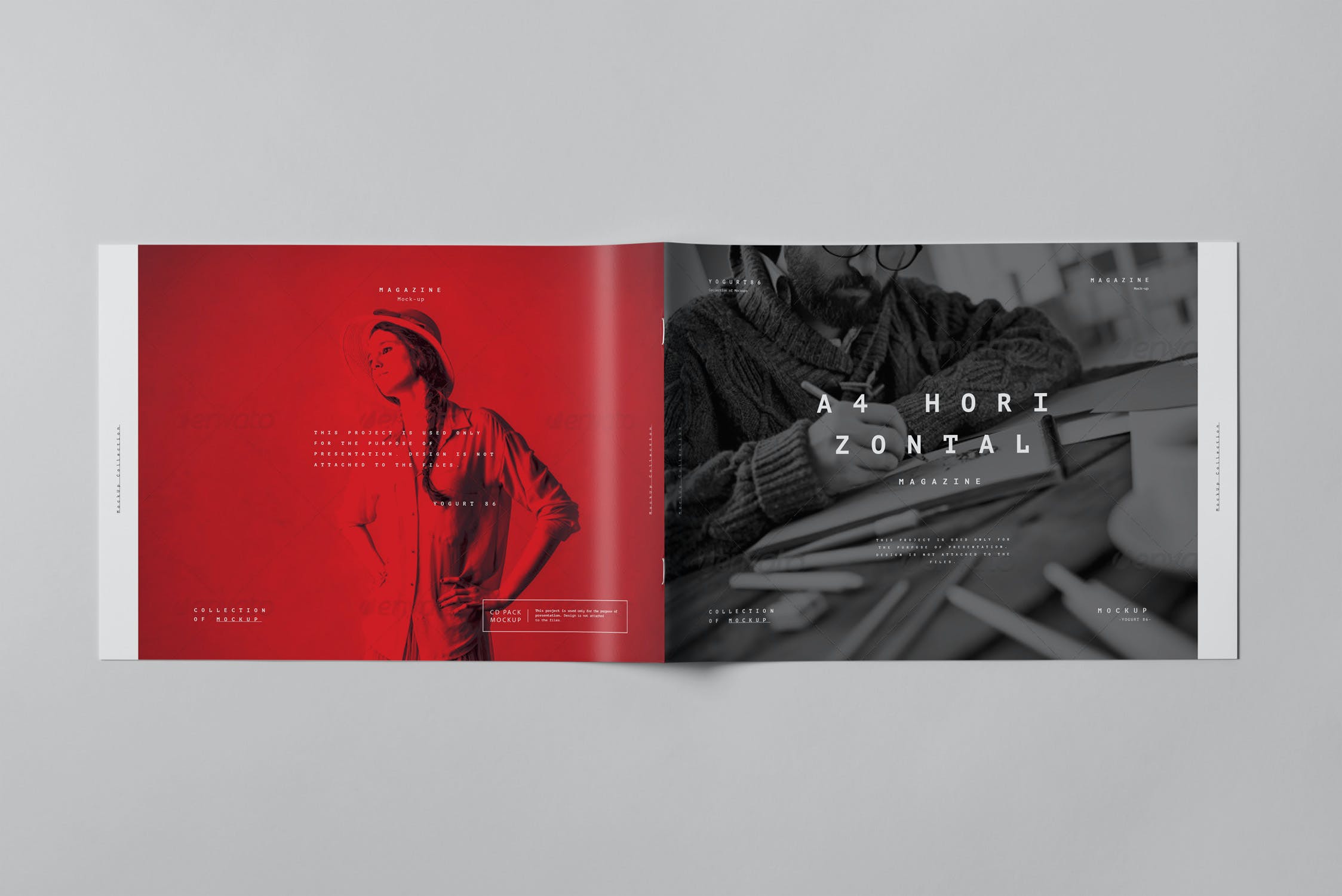 10款横版A4画册杂志设计展示样机模板 A4 Horizontal Brochure Mockup 3_img_2