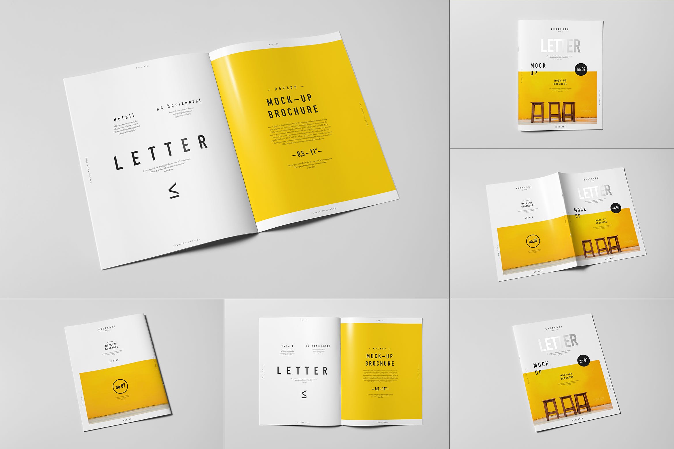 8款逼真骑马钉杂志画册设计展示样机模板 US Letter Brochure Mockup 2_img_2