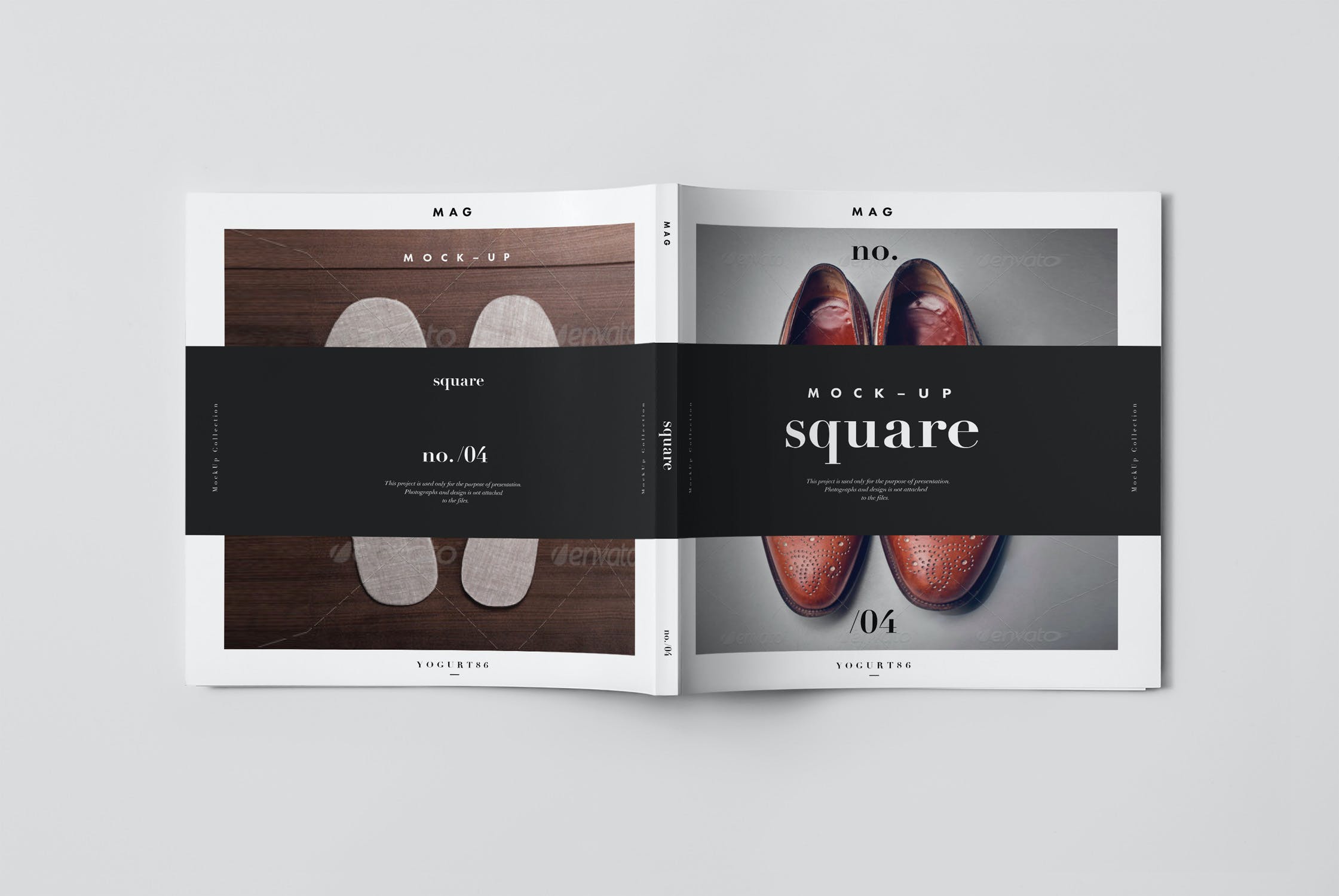 8款逼真方形杂志画册设计展示样机 Square Magazine Mockup_img_2