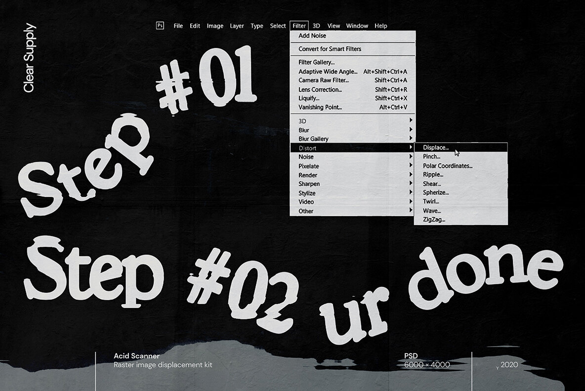60款高清扭曲故障位移海报设计效果样机PSD模版设计素材 Clear Supply - Acid Scanner_img_2