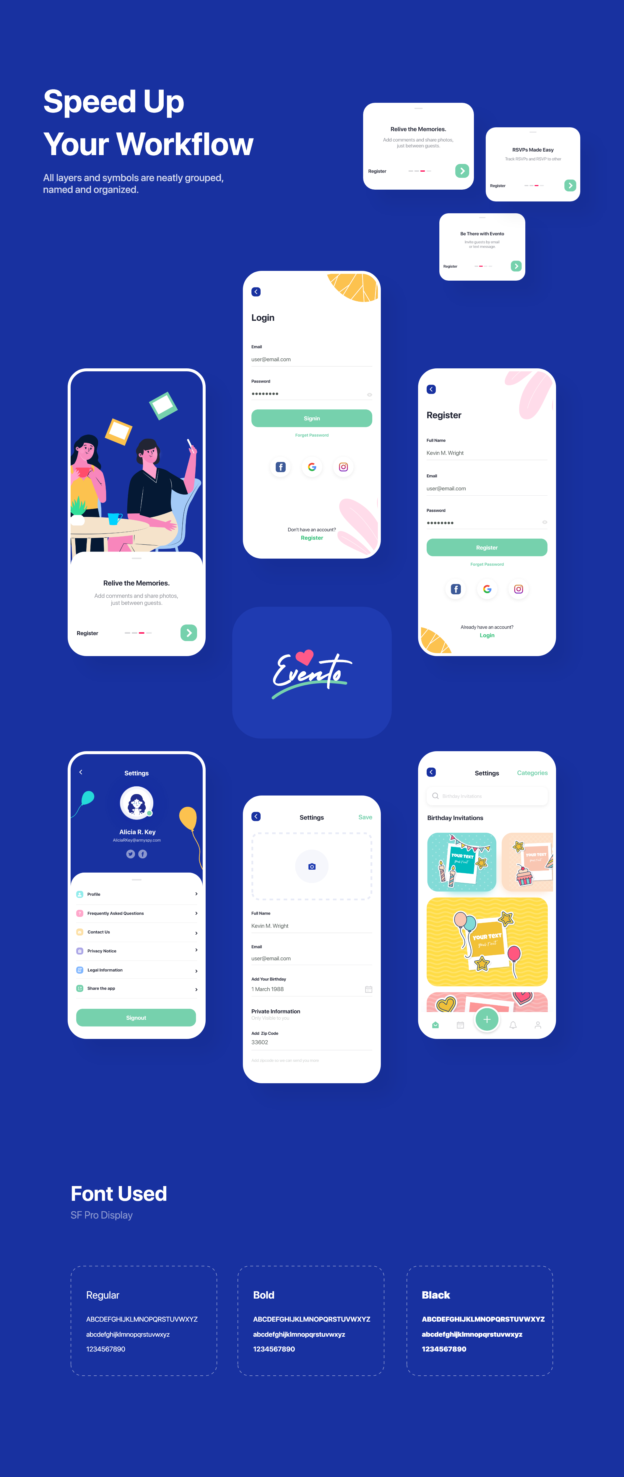 信息任务行程管理应用程序APP UI套件 Evento App Ui Kit_img_2