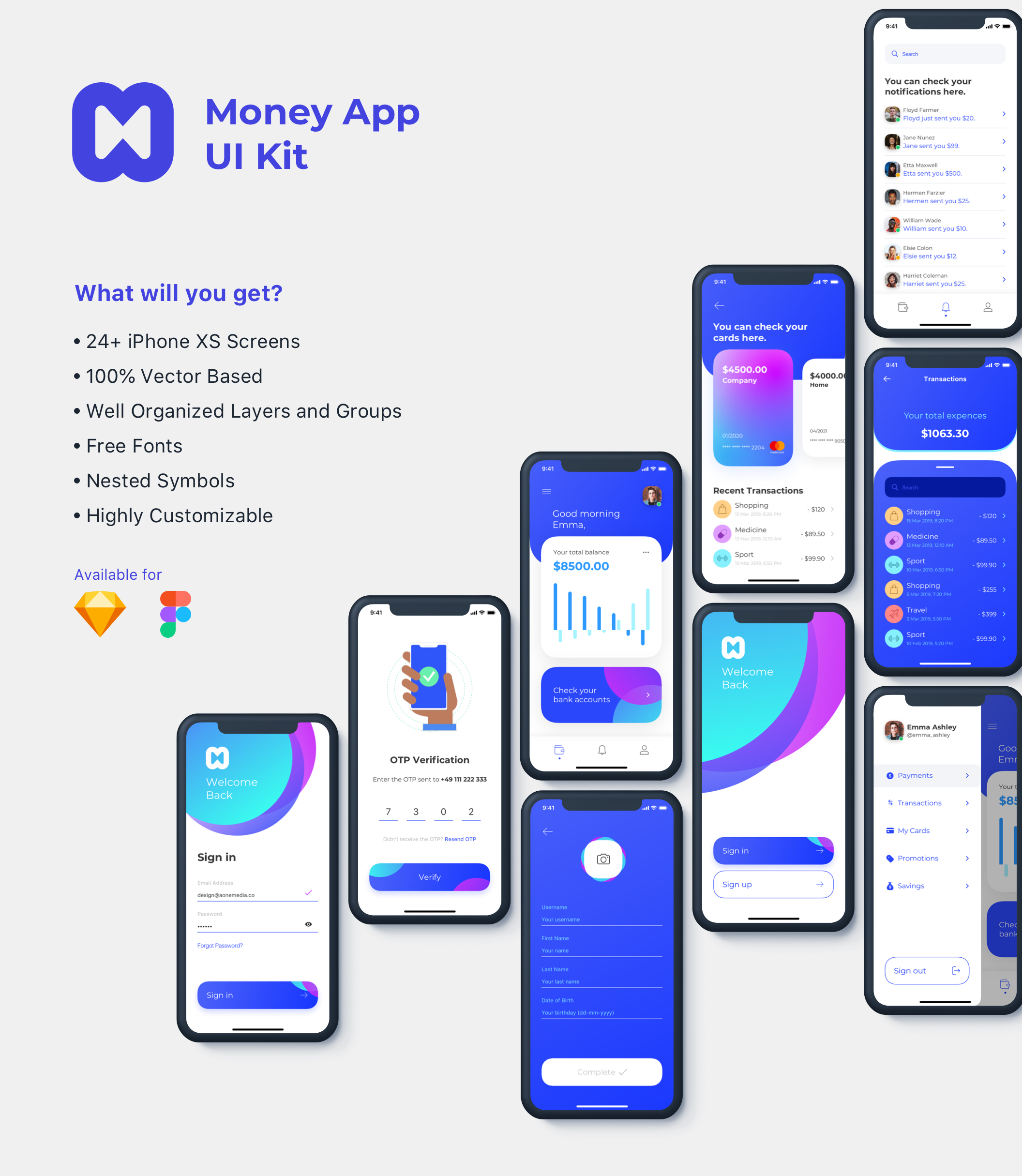 现代财务电子钱包APP应用程序UI套件 Money App UI Kit_img_2