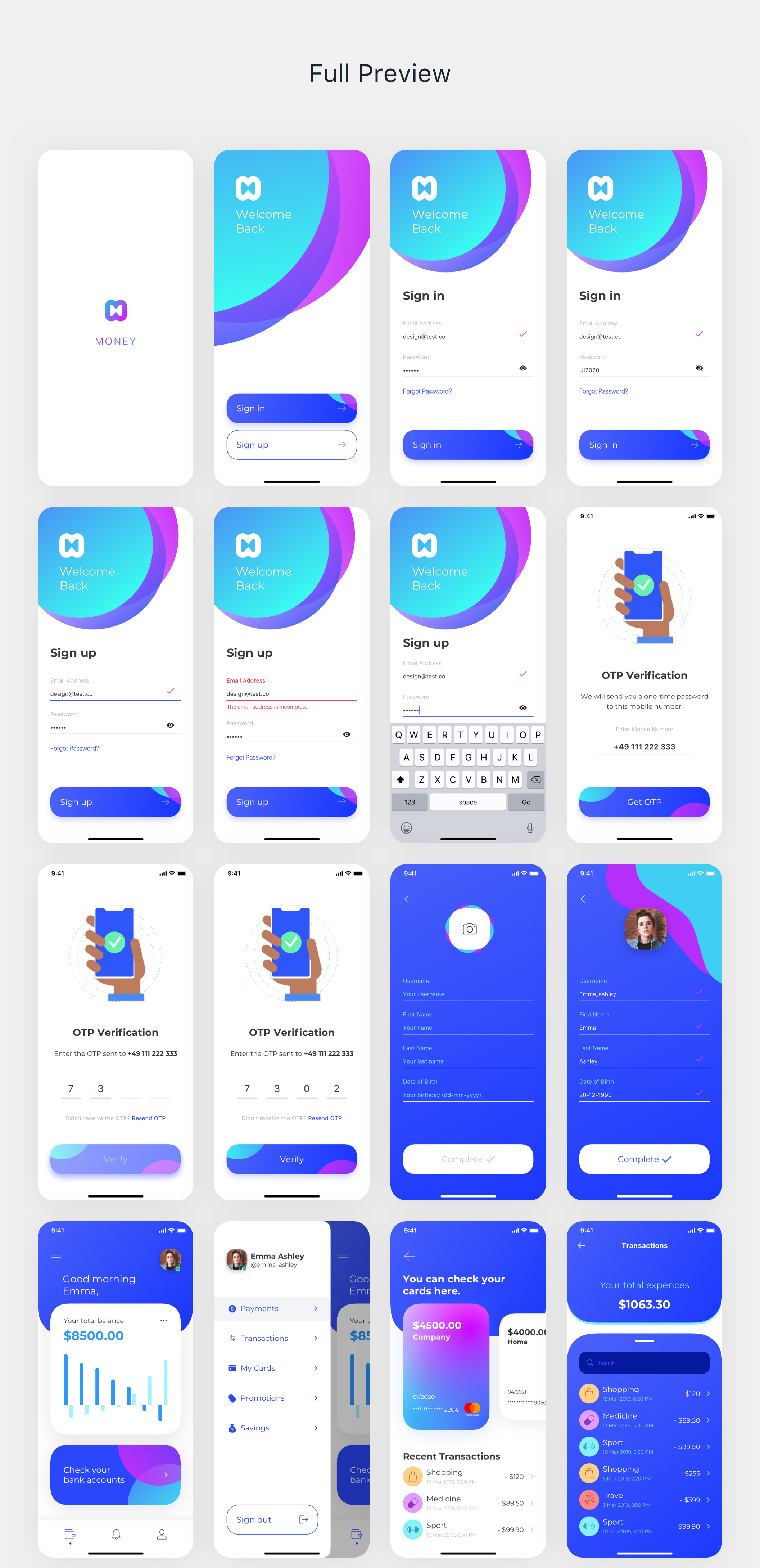 现代财务电子钱包APP应用程序UI套件 Money App UI Kit_img_2