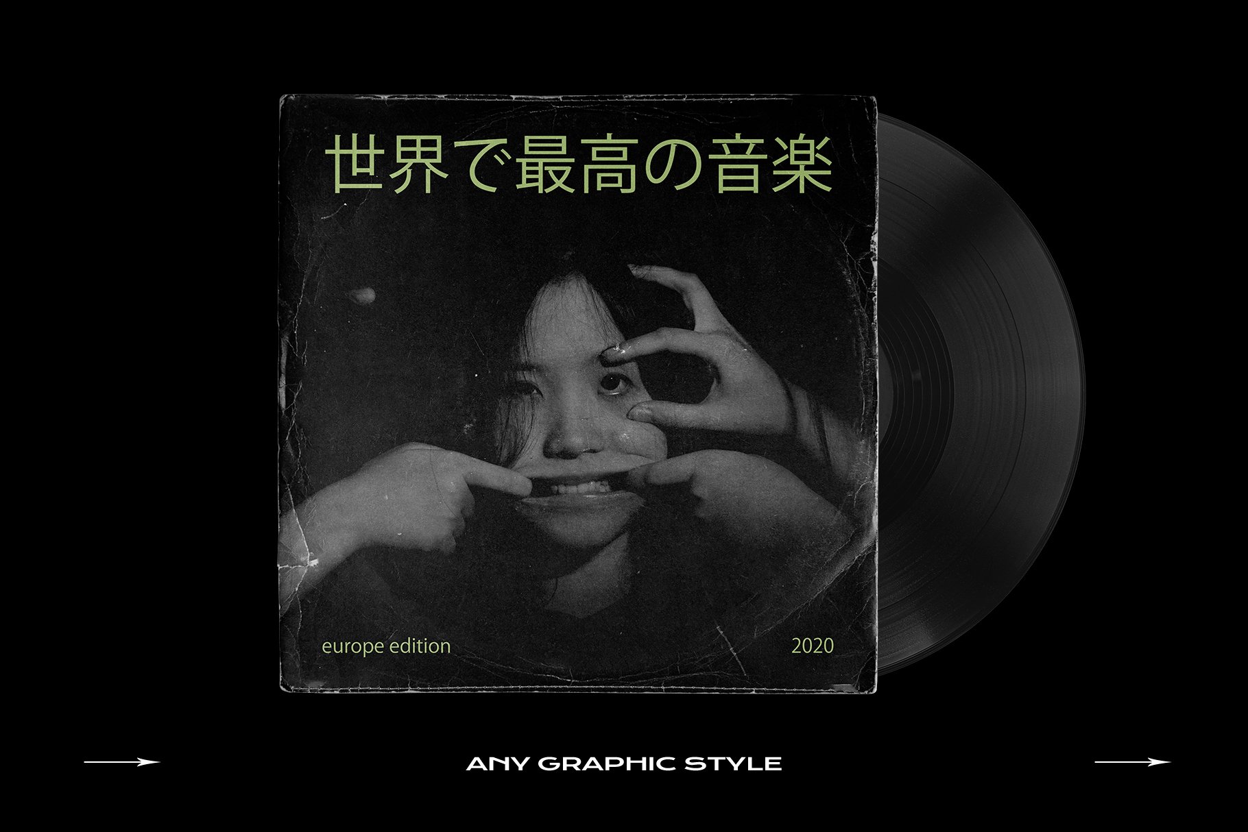 潮流CD唱片光盘塑料薄膜包装贴纸封面设计PS样机素材 Vinyl Mockup Bundle Template Record_img_2