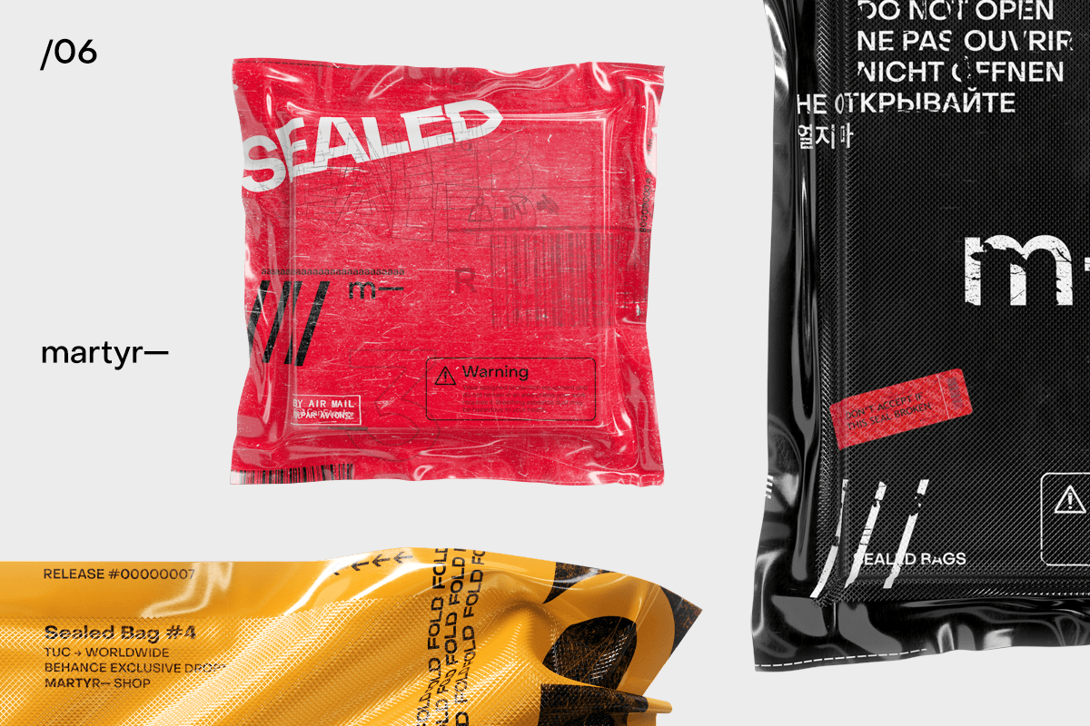 潮流光泽真空食品密封透明塑料包装袋设计展示PSD样机 Sealed Bags — Mockup Pack_img_2