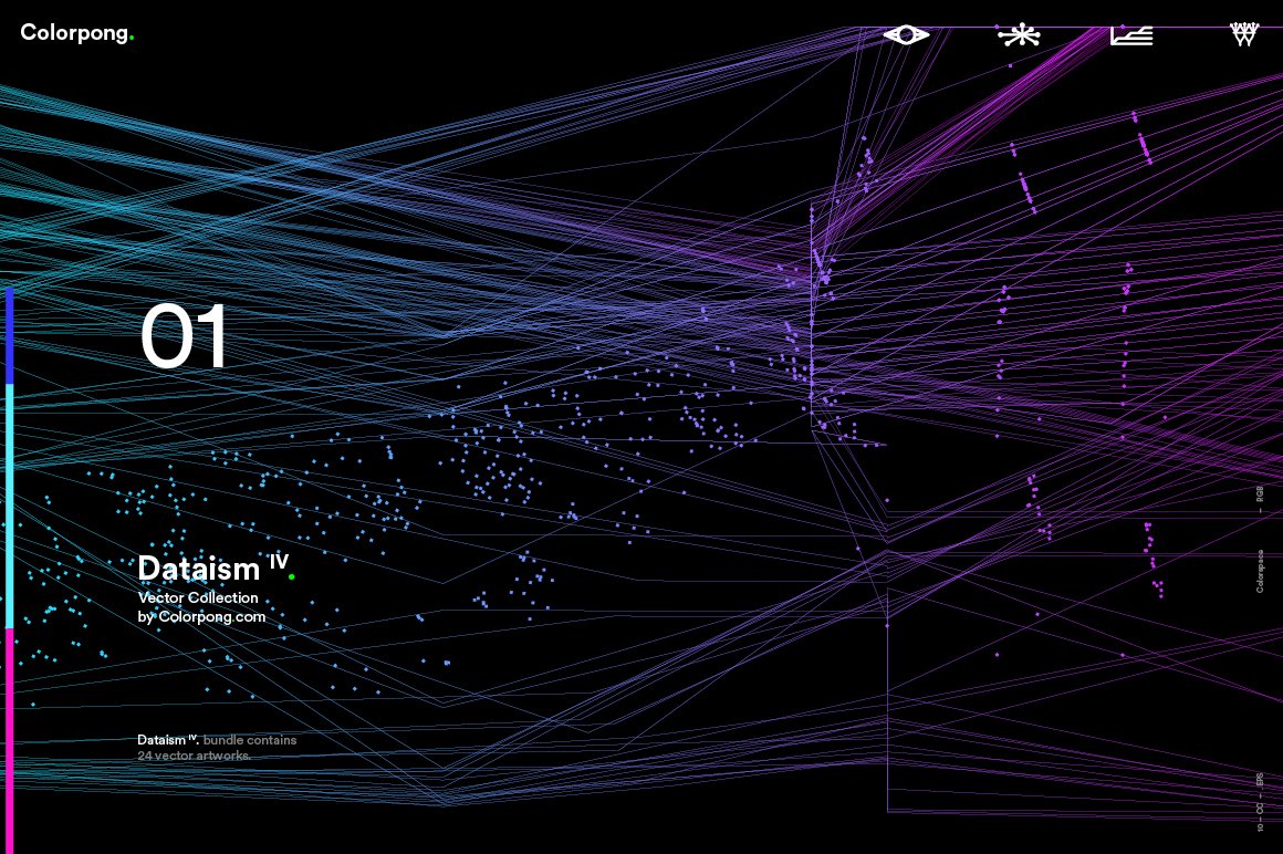 潮流炫酷抽象多彩流动数据传输网格粒子线条EPS矢量素材 Dataism IV - Vector Bundle_img_2