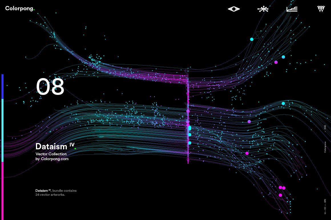 潮流炫酷抽象多彩流动数据传输网格粒子线条EPS矢量素材 Dataism IV - Vector Bundle_img_2