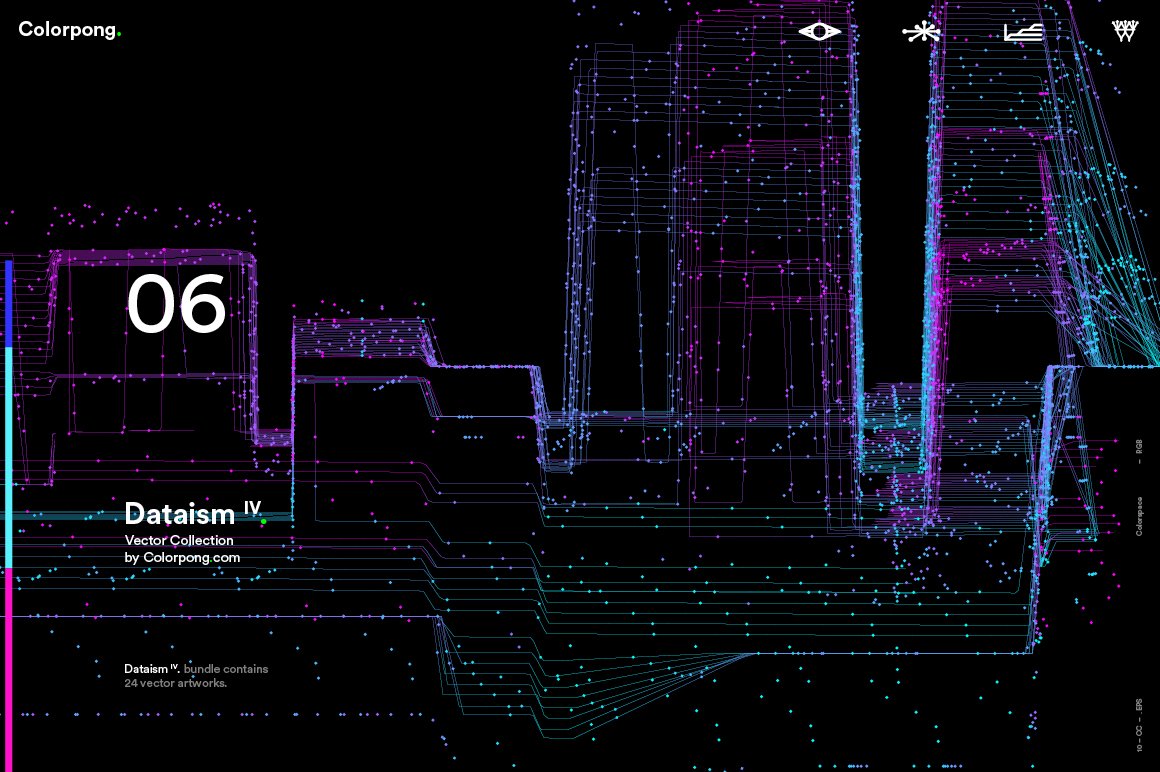 潮流炫酷抽象多彩流动数据传输网格粒子线条EPS矢量素材 Dataism IV - Vector Bundle_img_2
