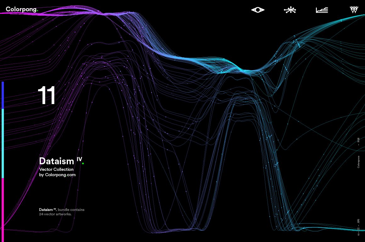 潮流炫酷抽象多彩流动数据传输网格粒子线条EPS矢量素材 Dataism IV - Vector Bundle_img_2