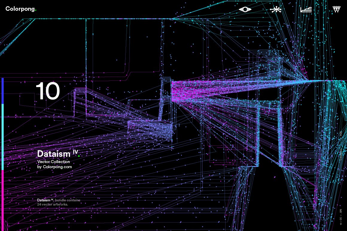 潮流炫酷抽象多彩流动数据传输网格粒子线条EPS矢量素材 Dataism IV - Vector Bundle_img_2