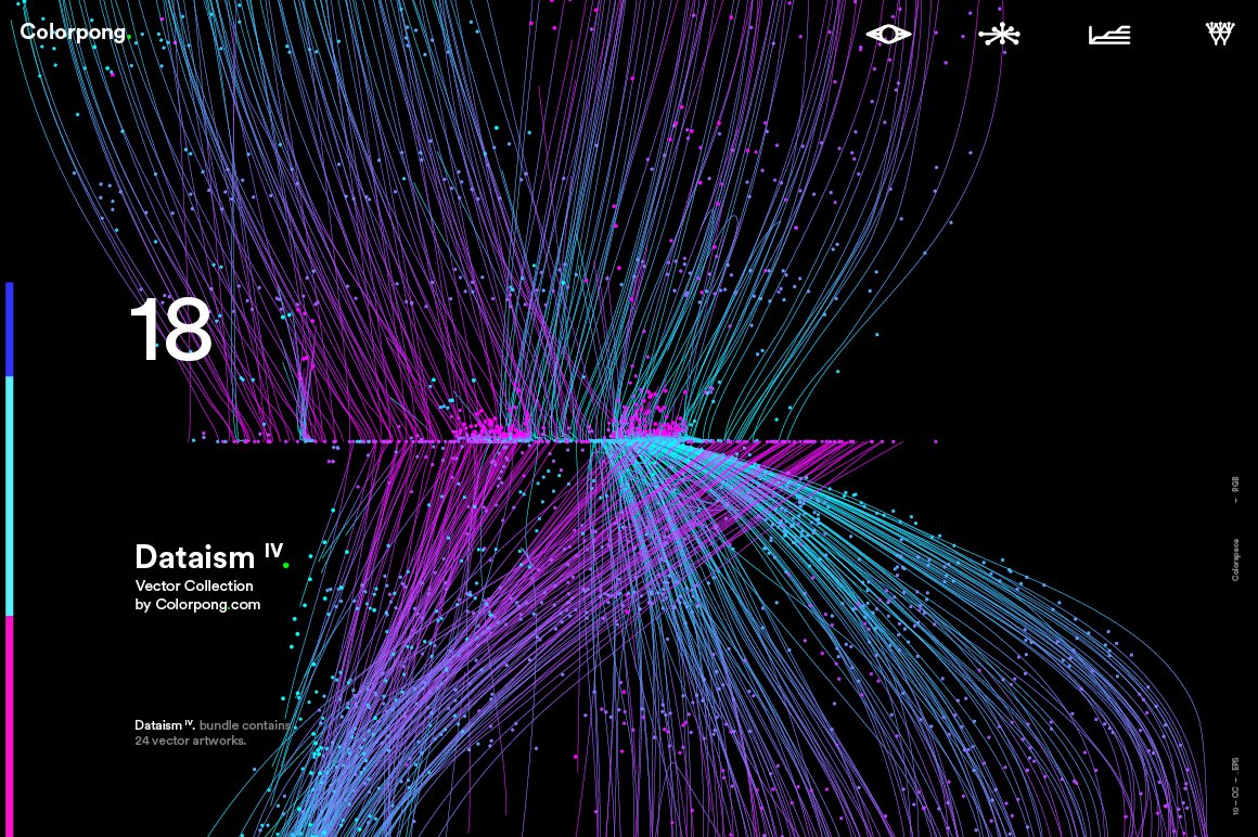 潮流炫酷抽象多彩流动数据传输网格粒子线条EPS矢量素材 Dataism IV - Vector Bundle_img_2