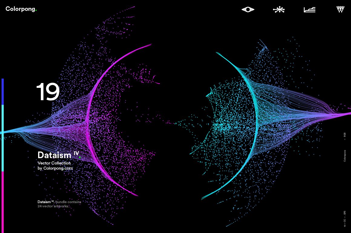 潮流炫酷抽象多彩流动数据传输网格粒子线条EPS矢量素材 Dataism IV - Vector Bundle_img_2