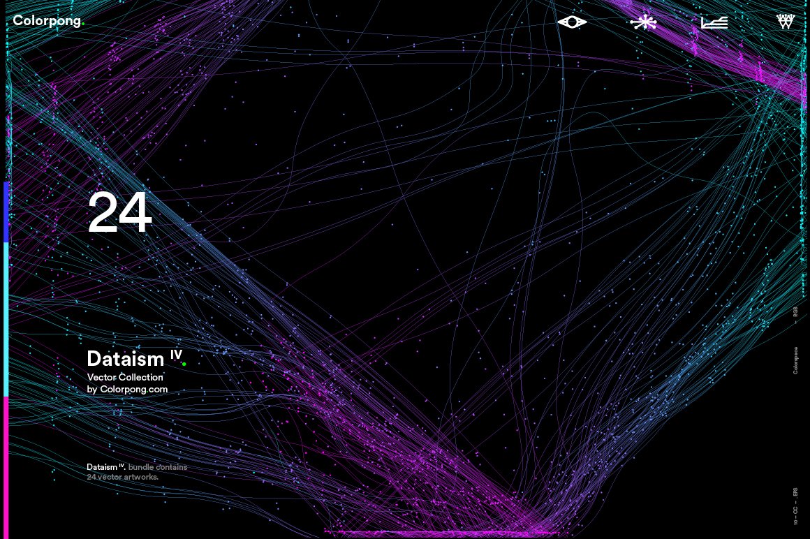 潮流炫酷抽象多彩流动数据传输网格粒子线条EPS矢量素材 Dataism IV - Vector Bundle_img_2