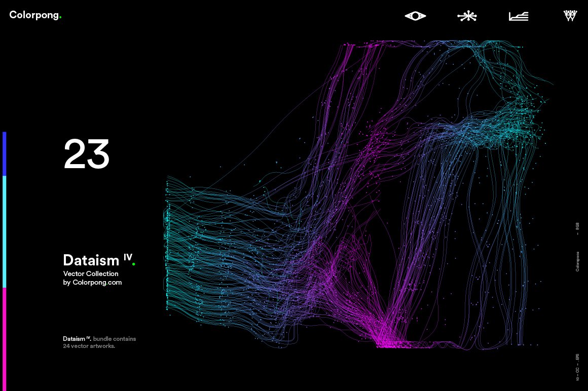 潮流炫酷抽象多彩流动数据传输网格粒子线条EPS矢量素材 Dataism IV - Vector Bundle_img_2