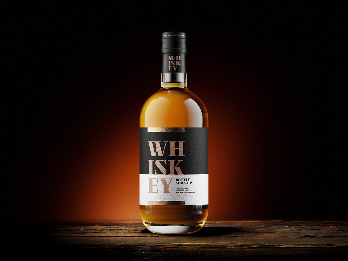 棕色威士忌酒瓶样机模板 Whisky Bottle Mockup_img_2