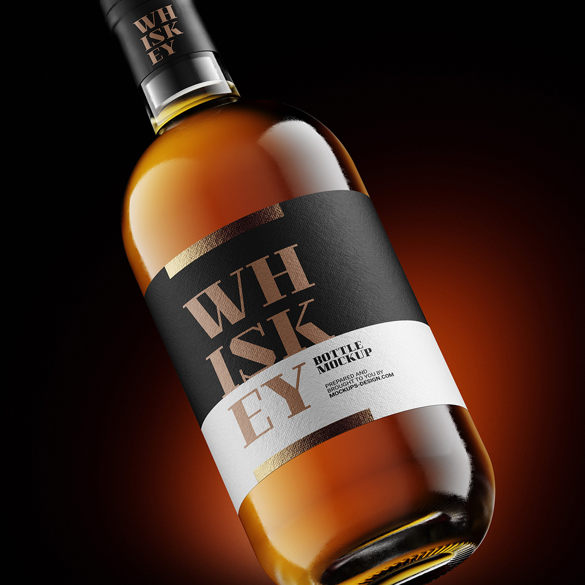 棕色威士忌酒瓶样机模板 Whisky Bottle Mockup_img_2