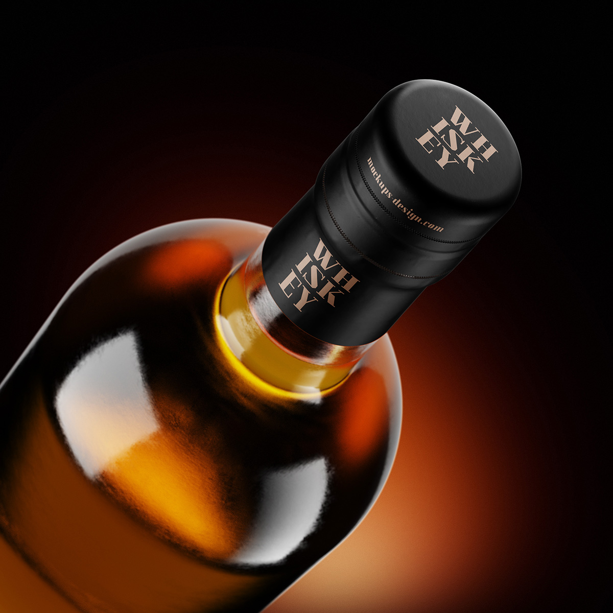 棕色威士忌酒瓶样机模板 Whisky Bottle Mockup_img_2