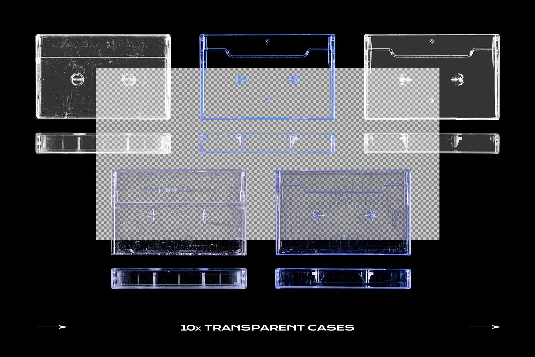 58个复古塑料磁带盒塑料袋塑料膜贴纸样机PS设计素材 Cassette Tape Mockup Bundle Plastic_img_2