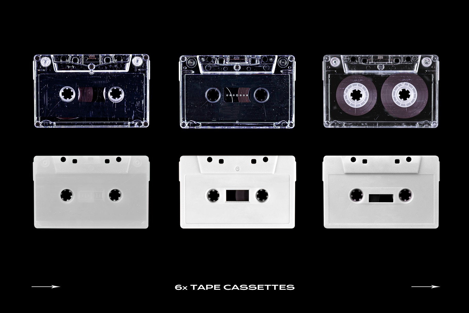 58个复古塑料磁带盒塑料袋塑料膜贴纸样机PS设计素材 Cassette Tape Mockup Bundle Plastic_img_2