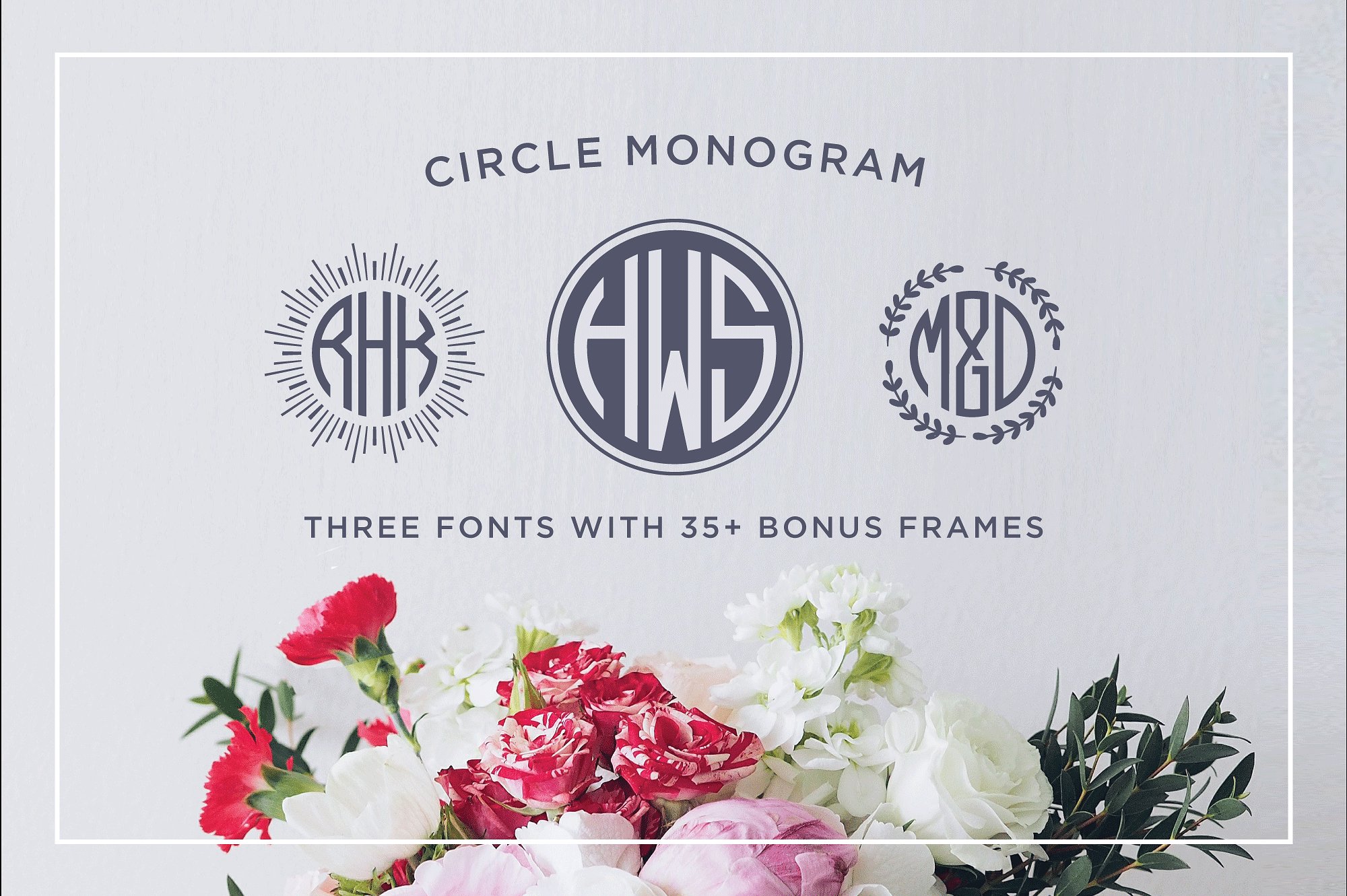 华丽三个字母组合圆形徽标字体下载 Circle Monogram Font_img_2