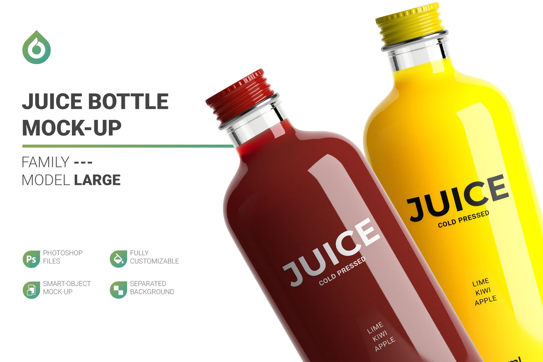 透明果汁玻璃瓶设计展示样机 Juice Bottle Mockup_img_2