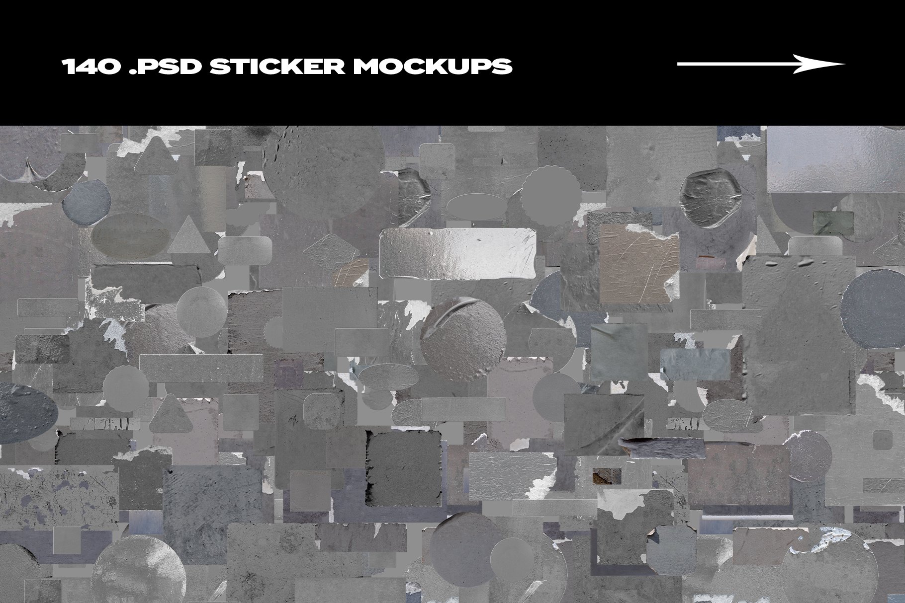 140款做旧撕裂不干胶标签徽标贴纸PS设计素材 Sticker Mockup Bundle Logo Branding_img_2