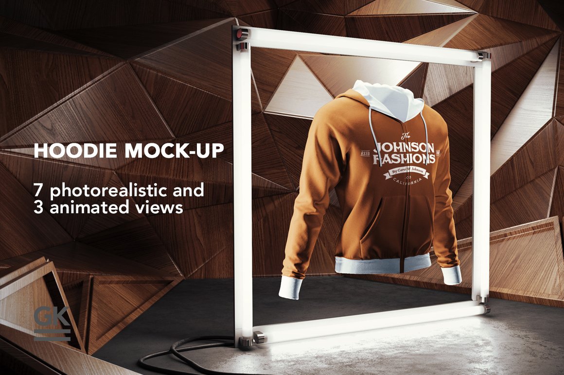 男士连衣帽卫衣设计动态展示样机模板 Man Hoodie Mockup Animated Shots_img_2