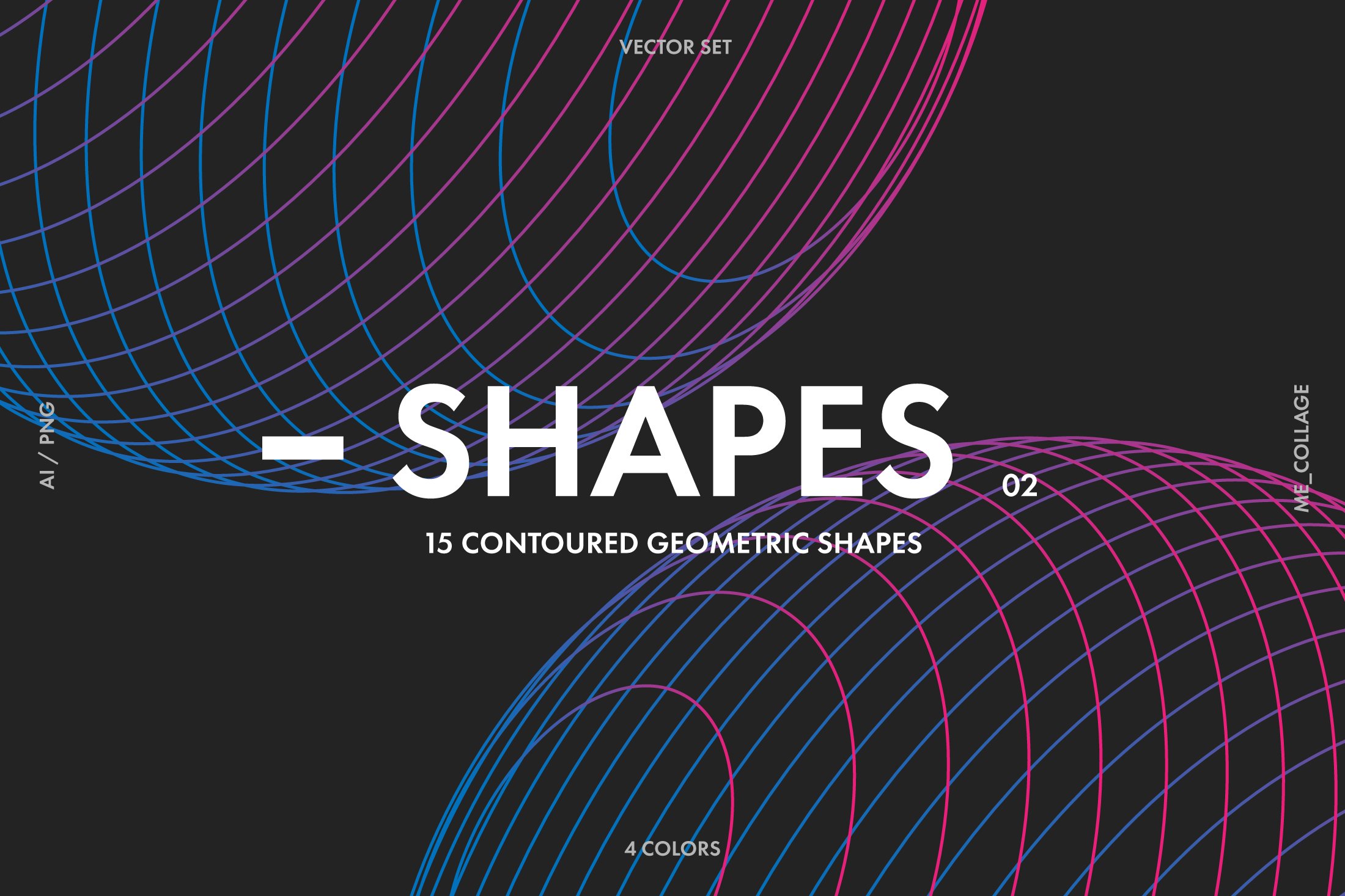 创意抽象三维立体几何装饰图形海报视觉设计矢量素材 Contoured Geometric Shapes_img_2