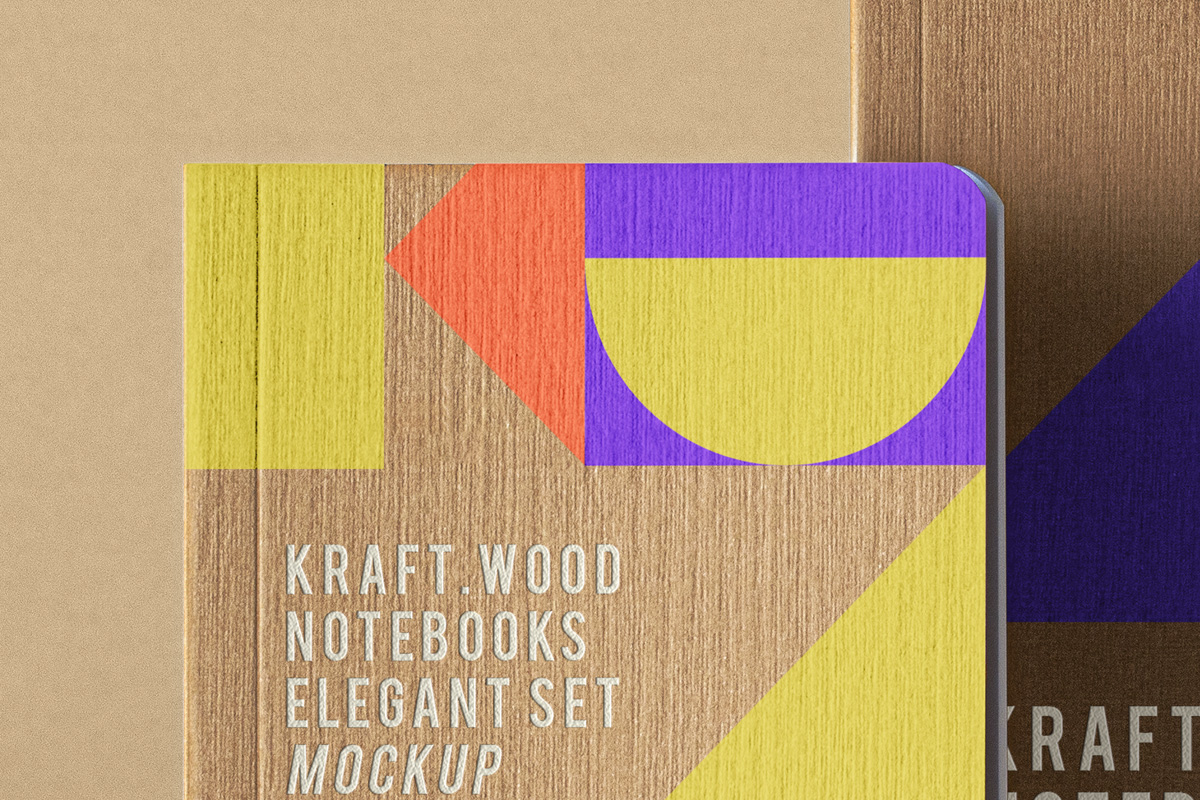 优雅牛皮纸笔记本设计展示PSD样机合集 Psd Kraft Notebook Set Mockup_img_2