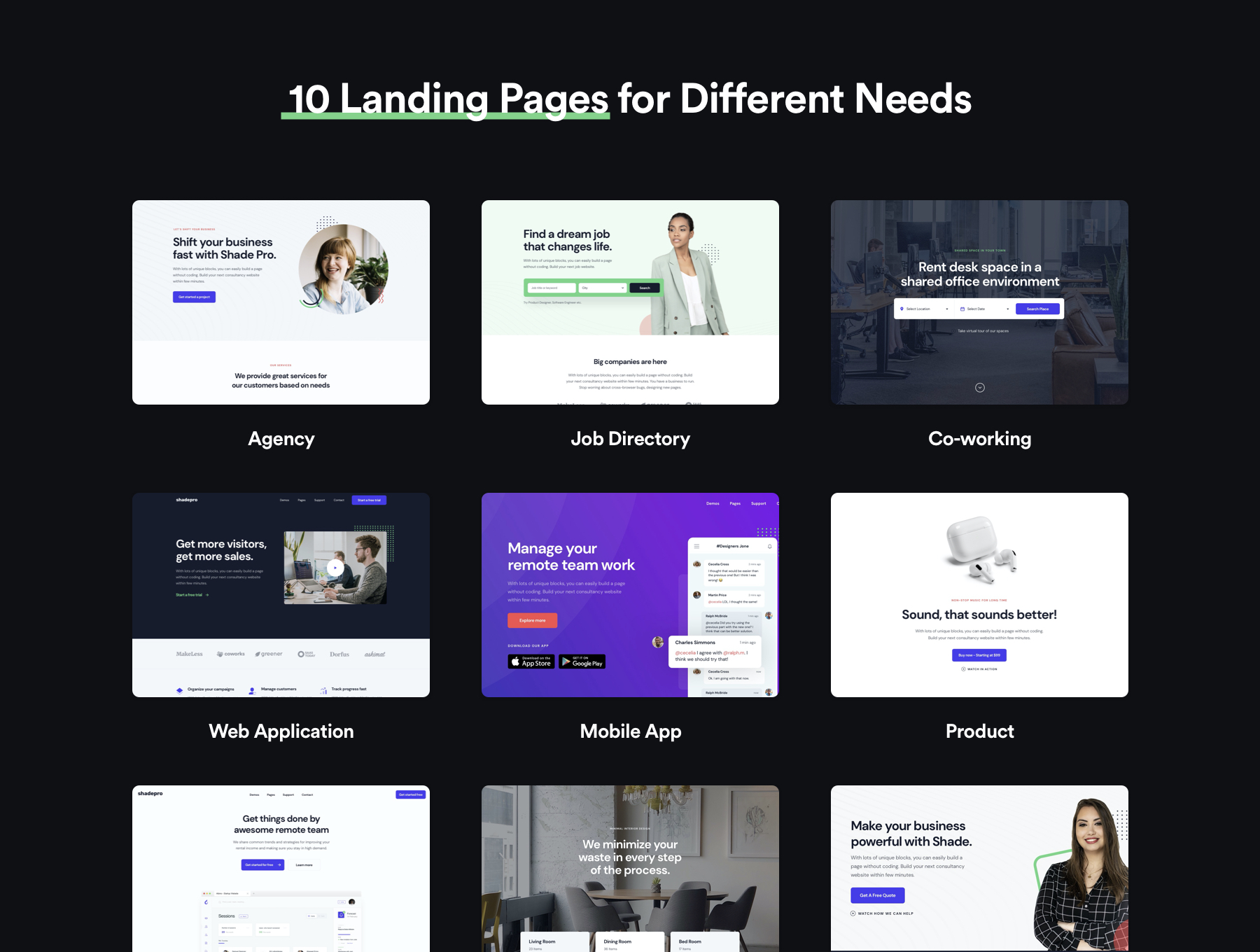 56个网站WEB登陆页界面设计HTML模板 Shade Pro - Landing Page Templates_img_2