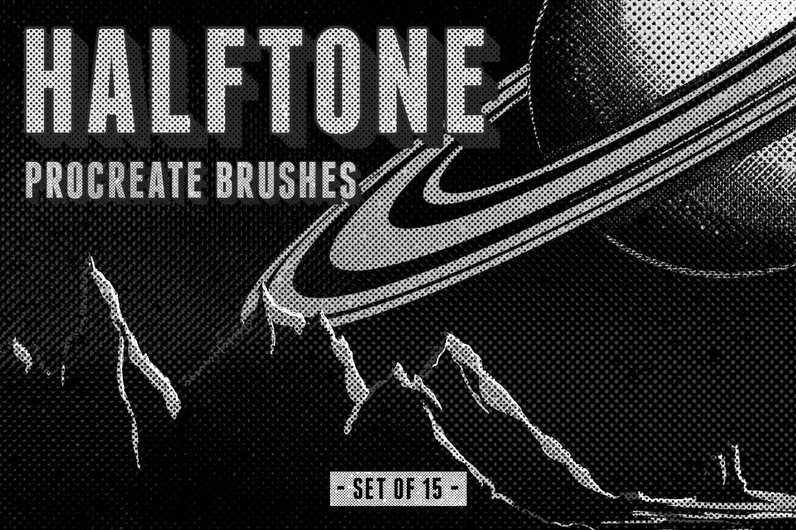 17款复古半调轮廓线条Procreate笔刷 Halftone Procreate Brushes_img_2