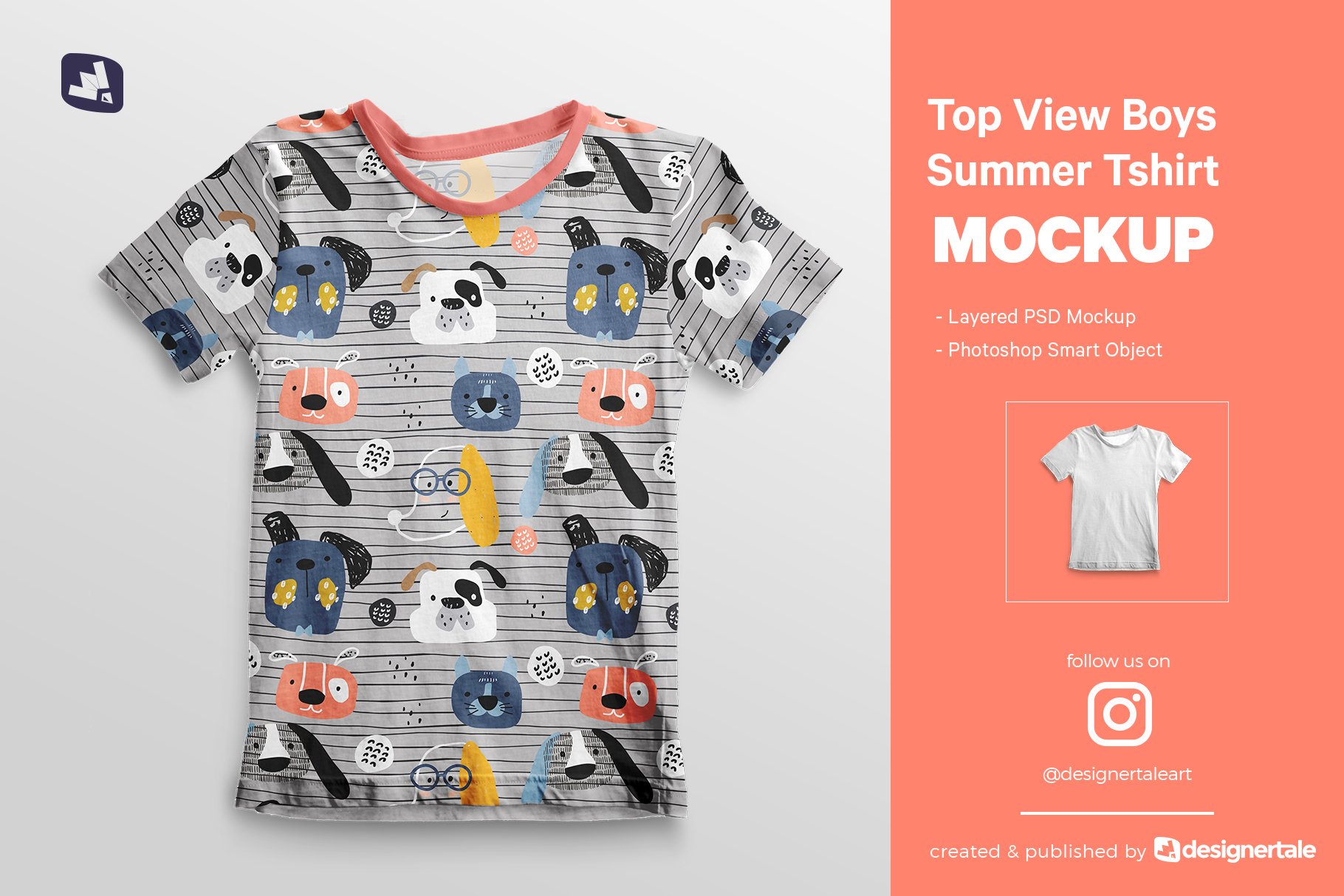 顶视图男孩夏季半袖T恤衫样机模板 Top view Boy’s Summer Tshirt Mockup_img_2