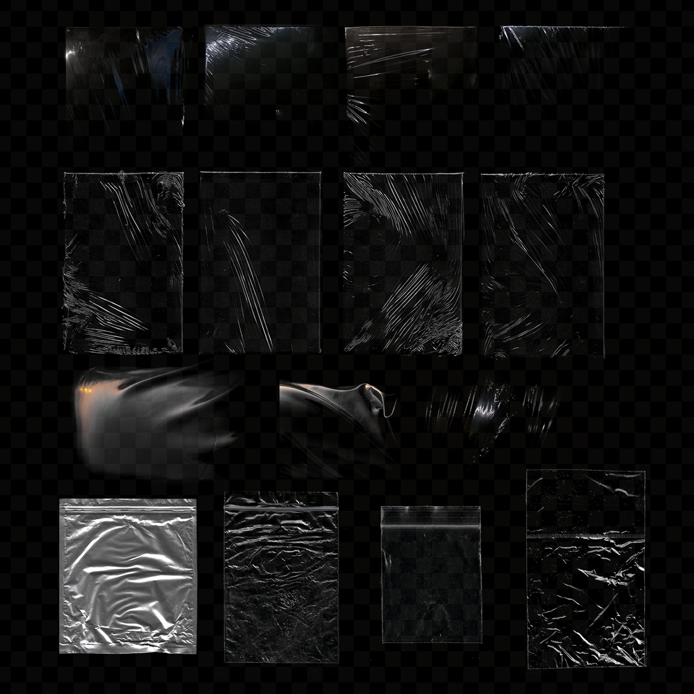 潮流透明包装膜贴纸磁盘塑料袋样机 Gfx Kit | 50+ Elemets_img_2