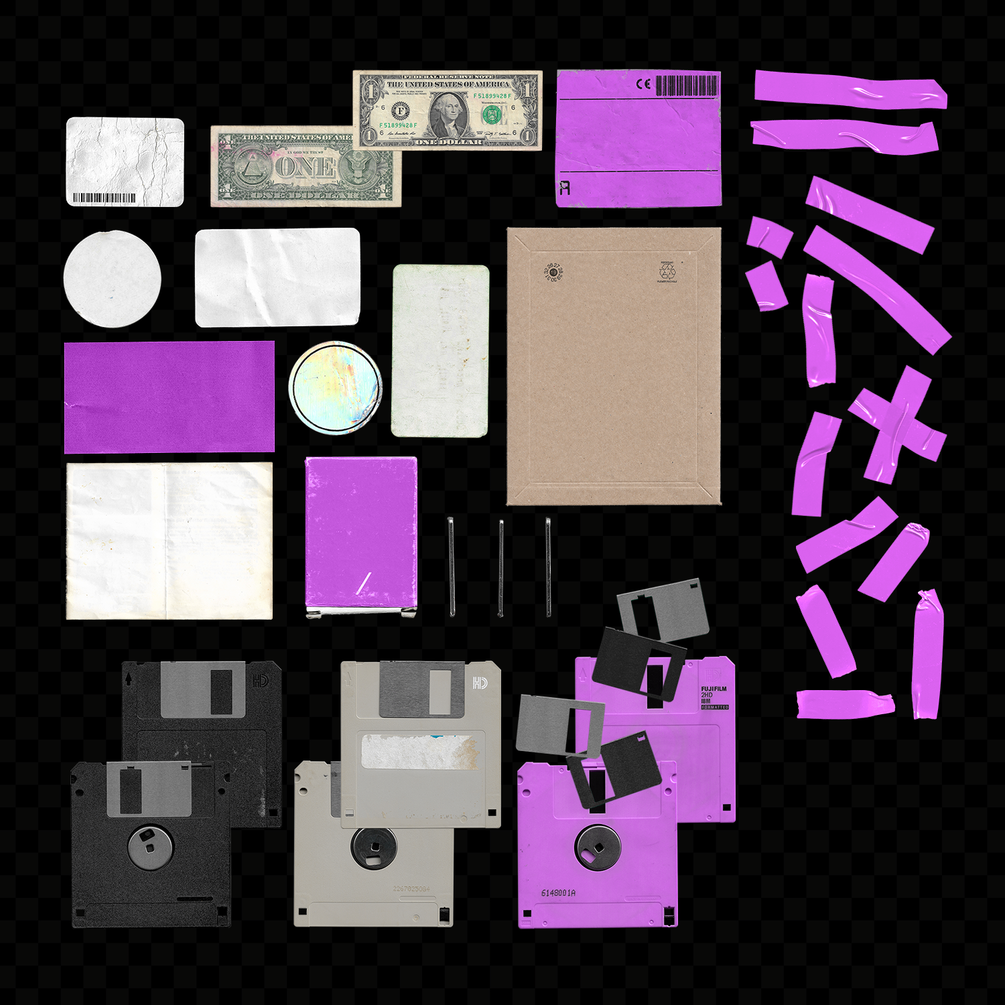 潮流透明包装膜贴纸磁盘塑料袋样机 Gfx Kit | 50+ Elemets_img_2