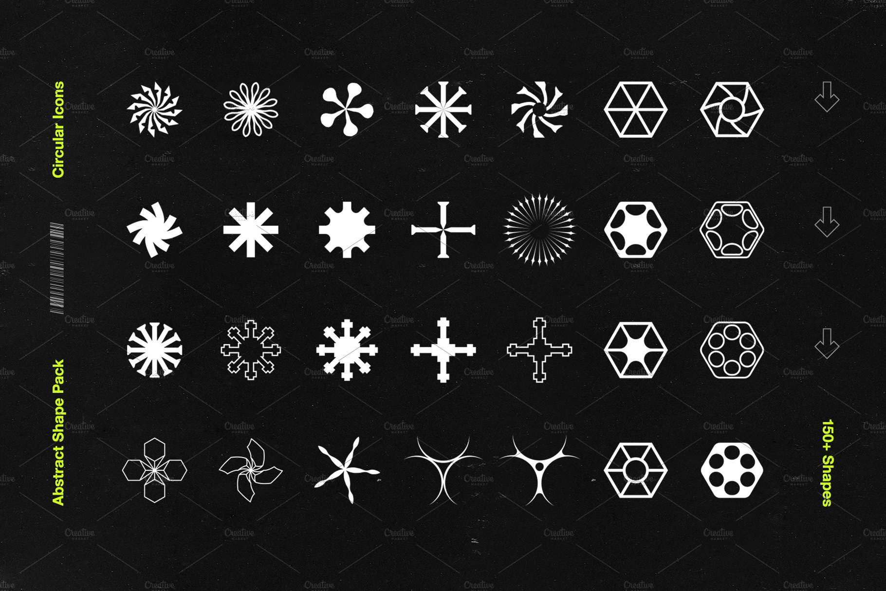 165款矢量几何图形图标平面广告设计素材合集 Abstract Shape Pack | 150+ Icons!_img_2