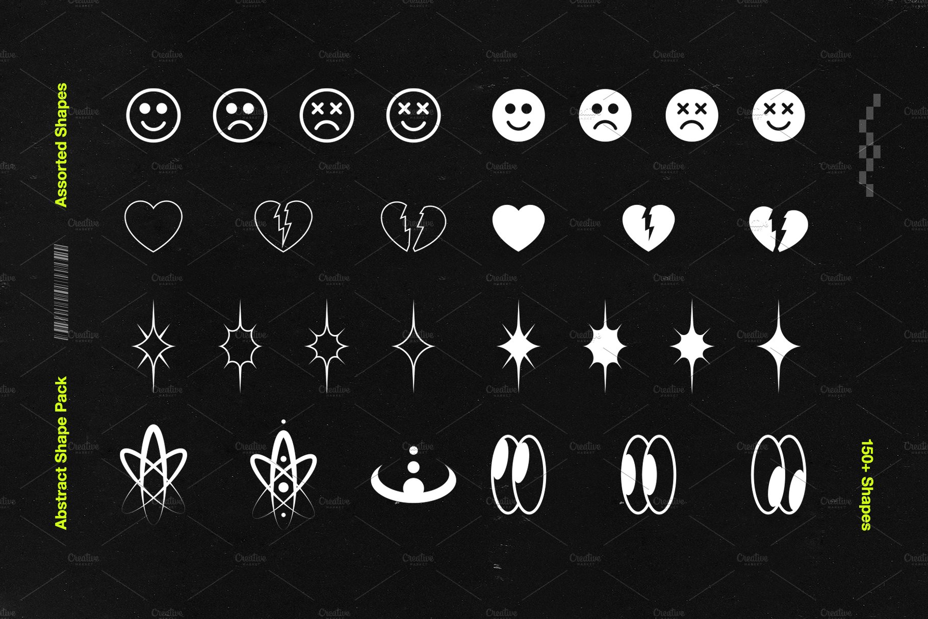 165款矢量几何图形图标平面广告设计素材合集 Abstract Shape Pack | 150+ Icons!_img_2