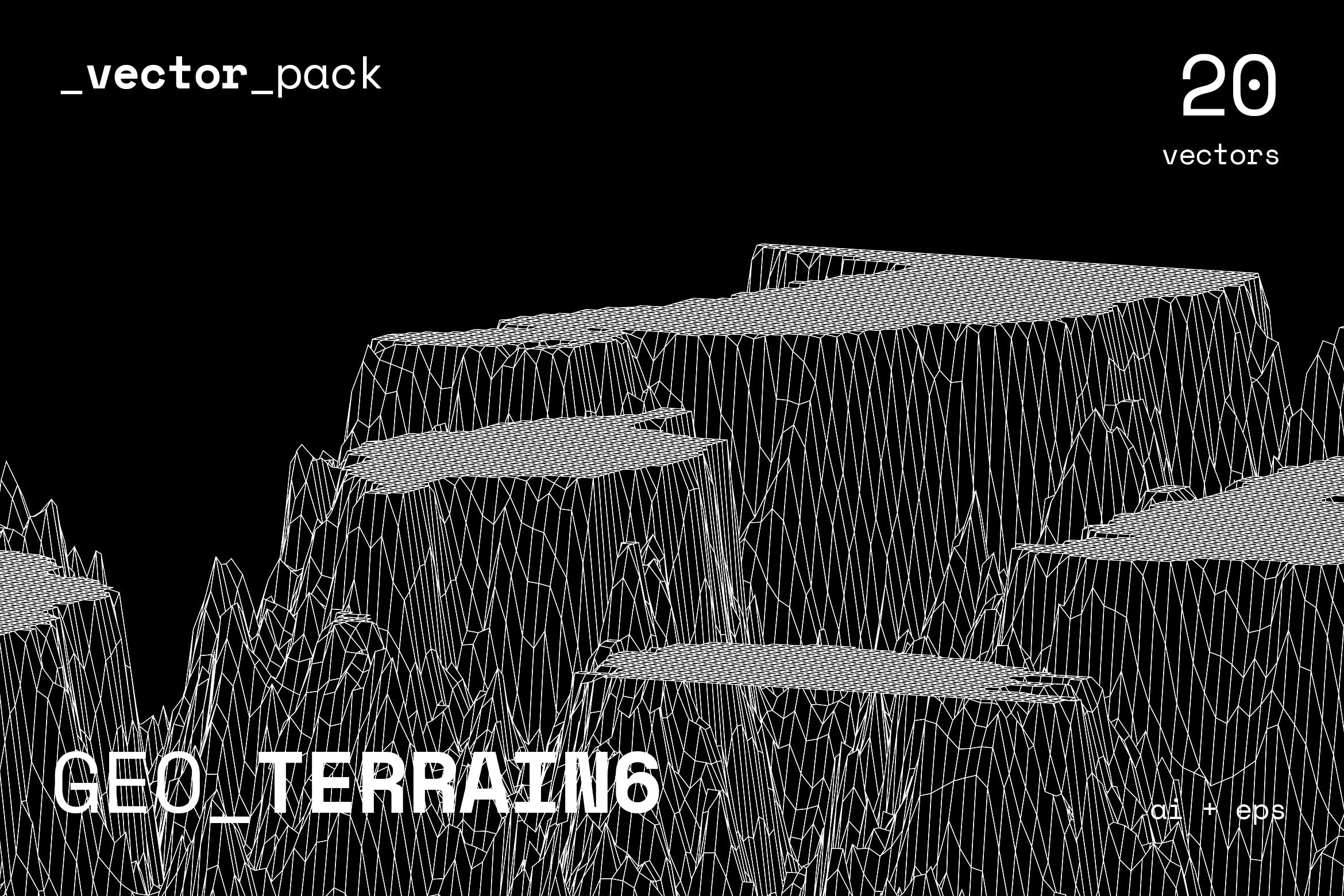 20款抽象高科技山脉几何图案矢量背景设计素材 GEO TERRAIN6 Vector Pack_img_2