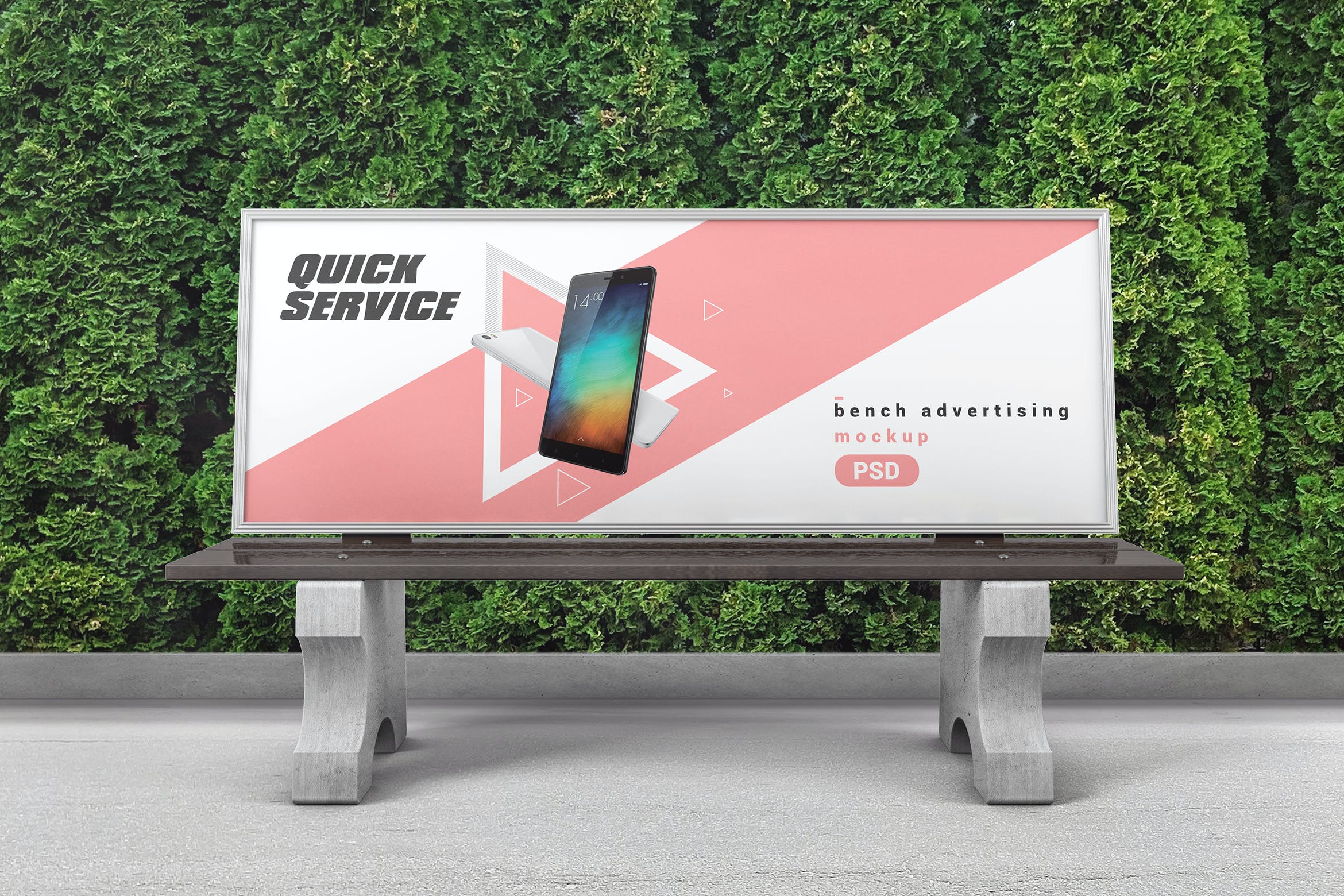 户外板凳广告牌设计展示样机 Bench Advertising Mockup_img_2