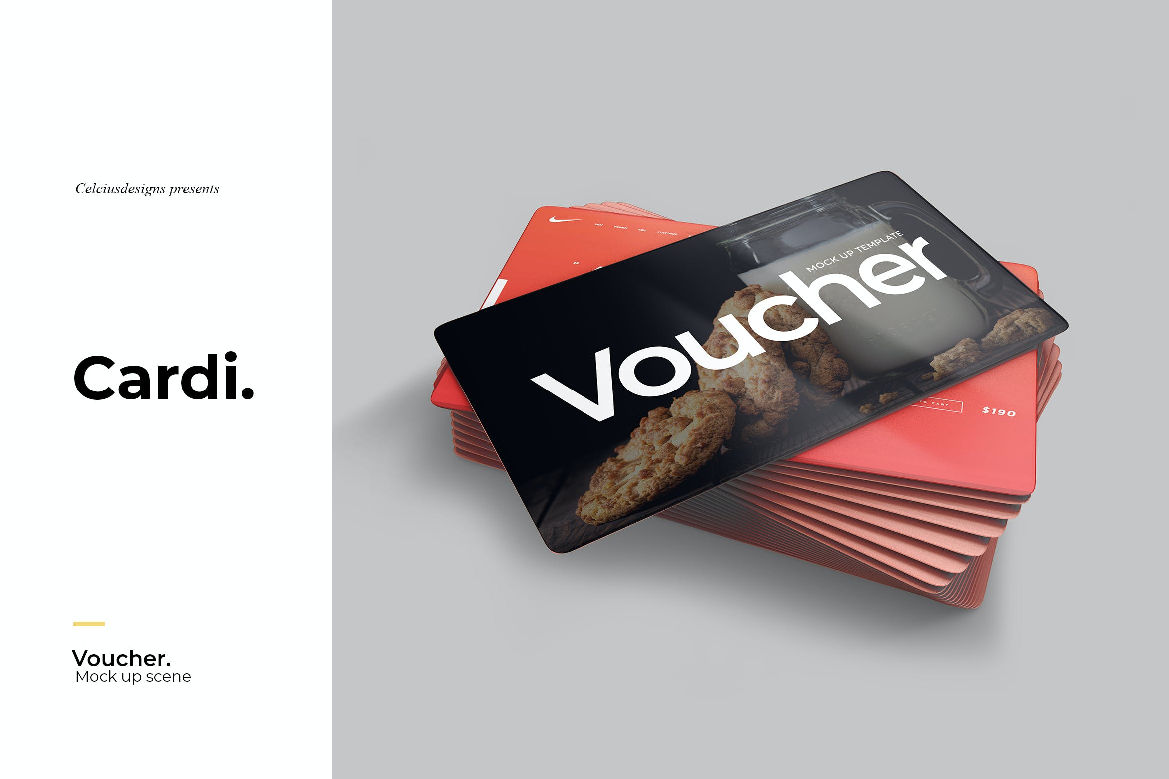 卡片代金券设计展示样机模板 Cardi Voucher Mockup_img_2