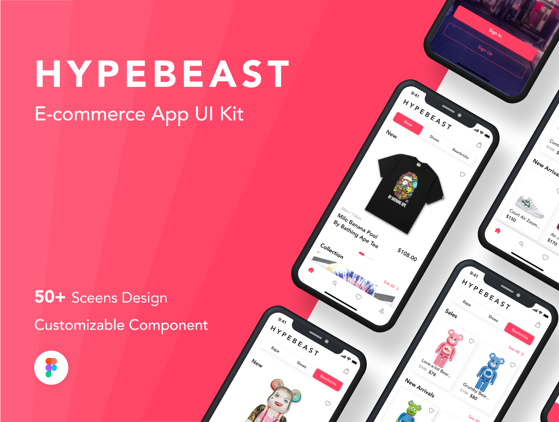 在线购物电子商务应用程序APP UI套件FIG模板 HypeBeast - E-commerce App UI Kit_img_2