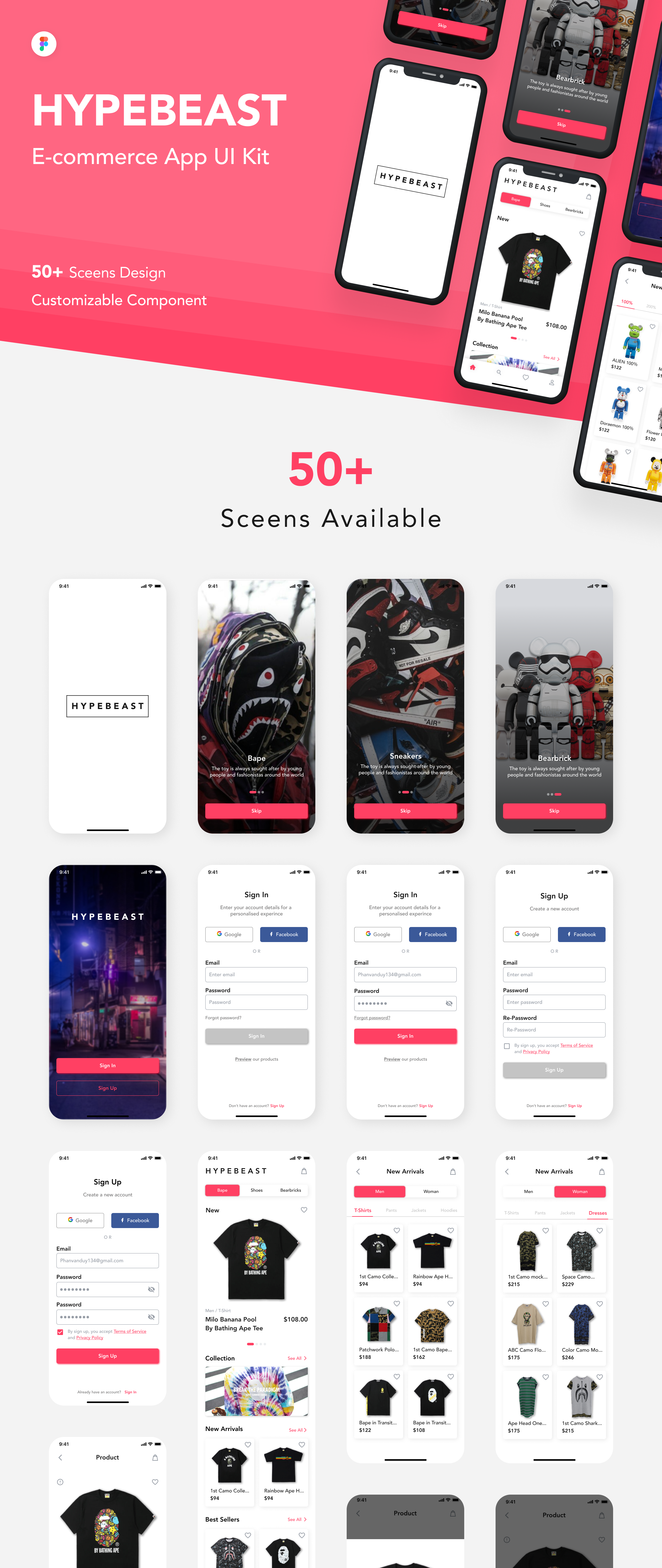 在线购物电子商务应用程序APP UI套件FIG模板 HypeBeast - E-commerce App UI Kit_img_2