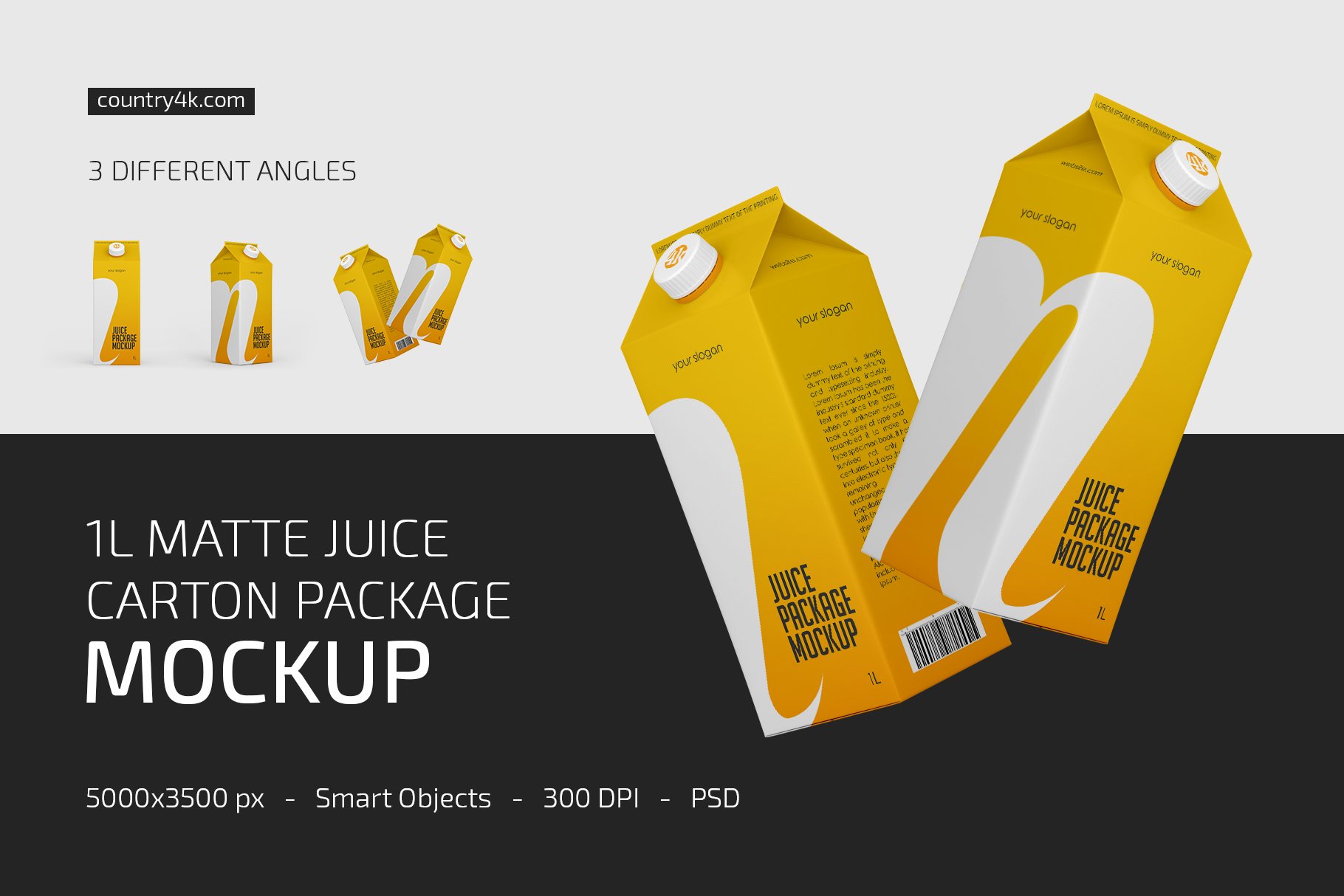1L果汁饮料纸盒包装样机套装 1L Juice Carton Package Mockup Set_img_2