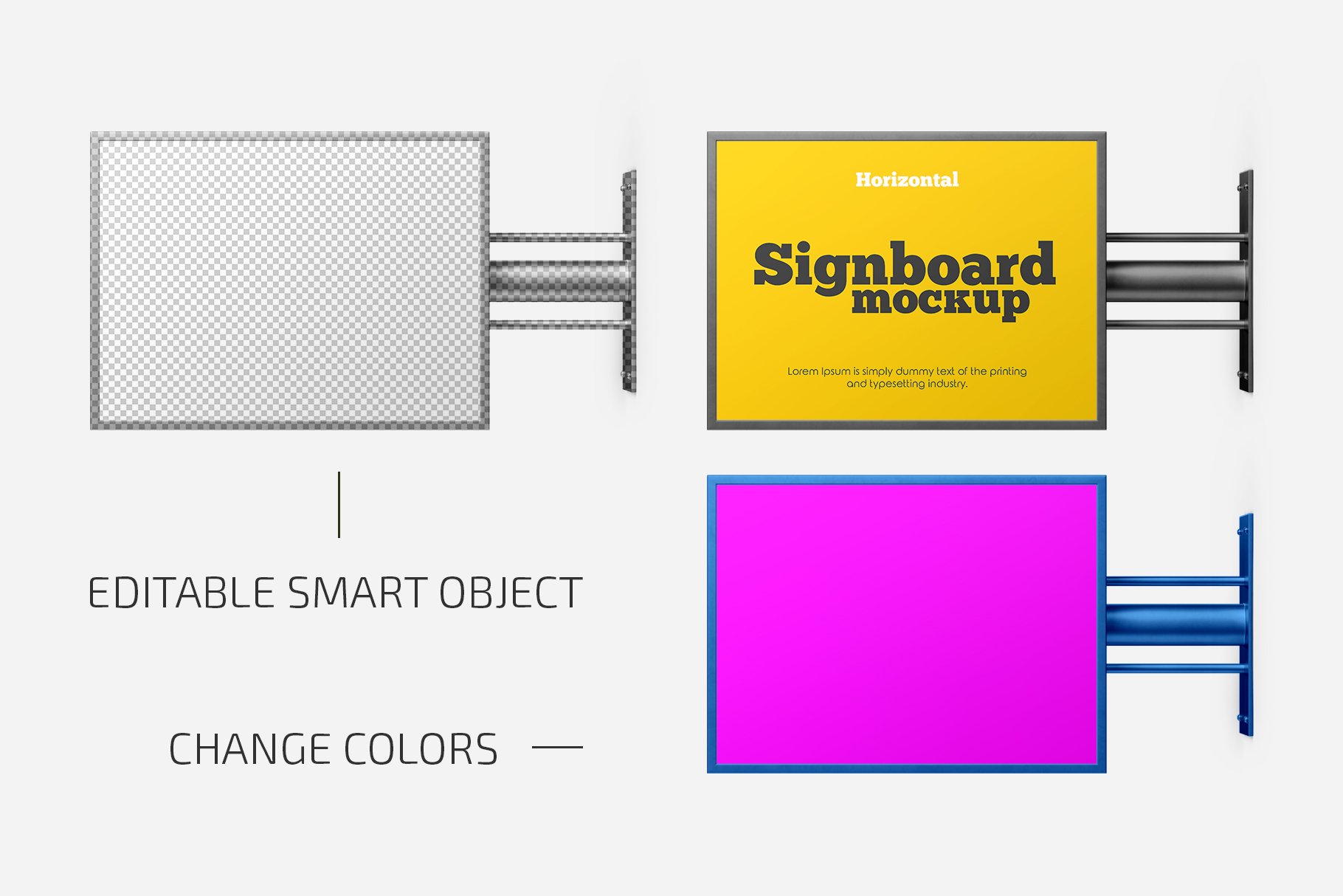 横版店招标牌招牌设计展示样机合集 Horizontal Signboard Mockup Set_img_2