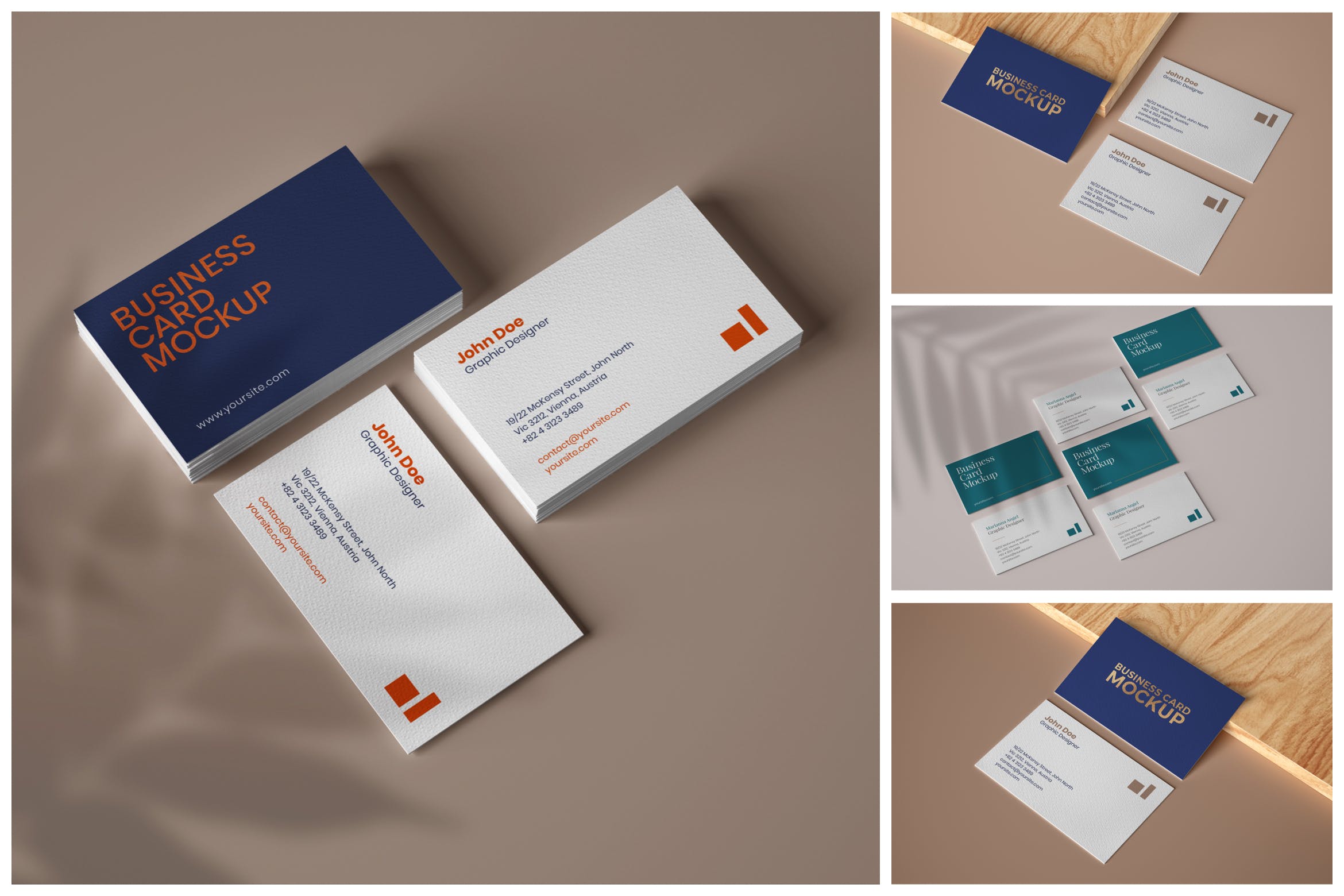 6款商务名片卡片设计展示样机 Elegant Business Card Mockup Set_img_2