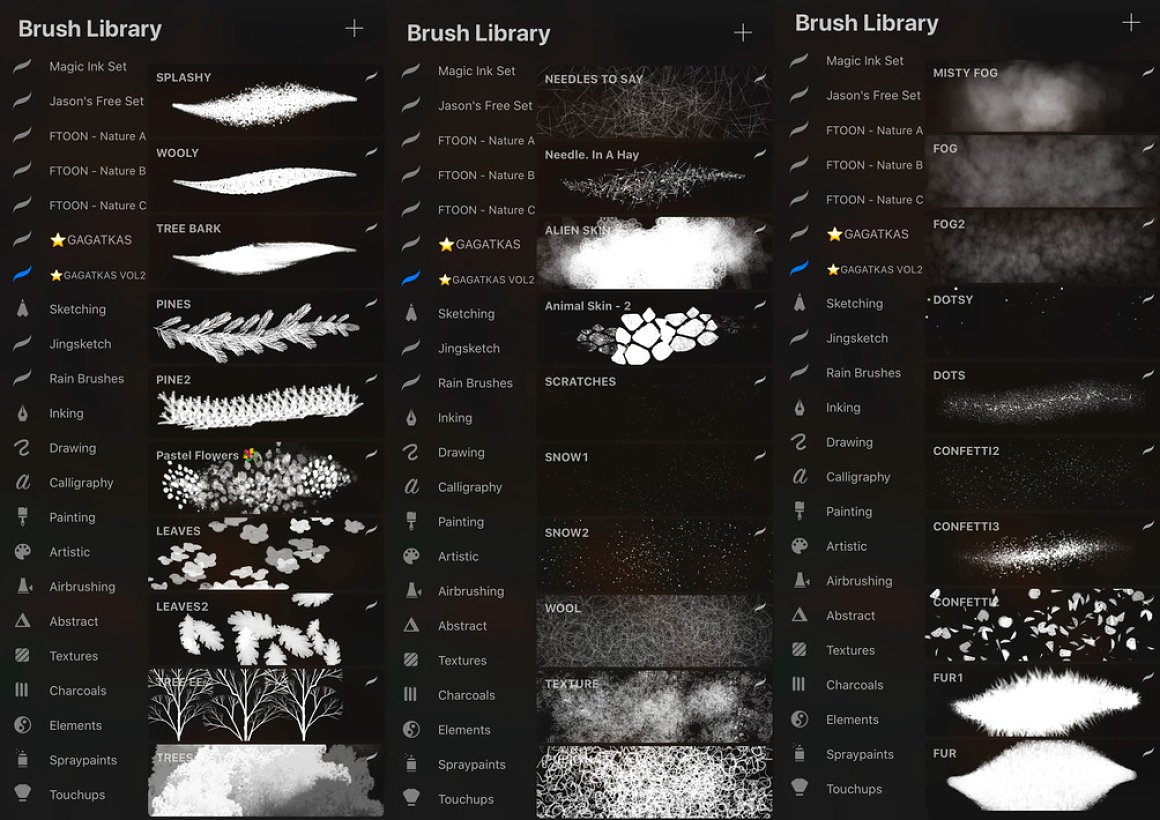 77款树叶花草水滴斑点Procreate笔刷套装 Gagatkas Procreate Brush Set_img_2