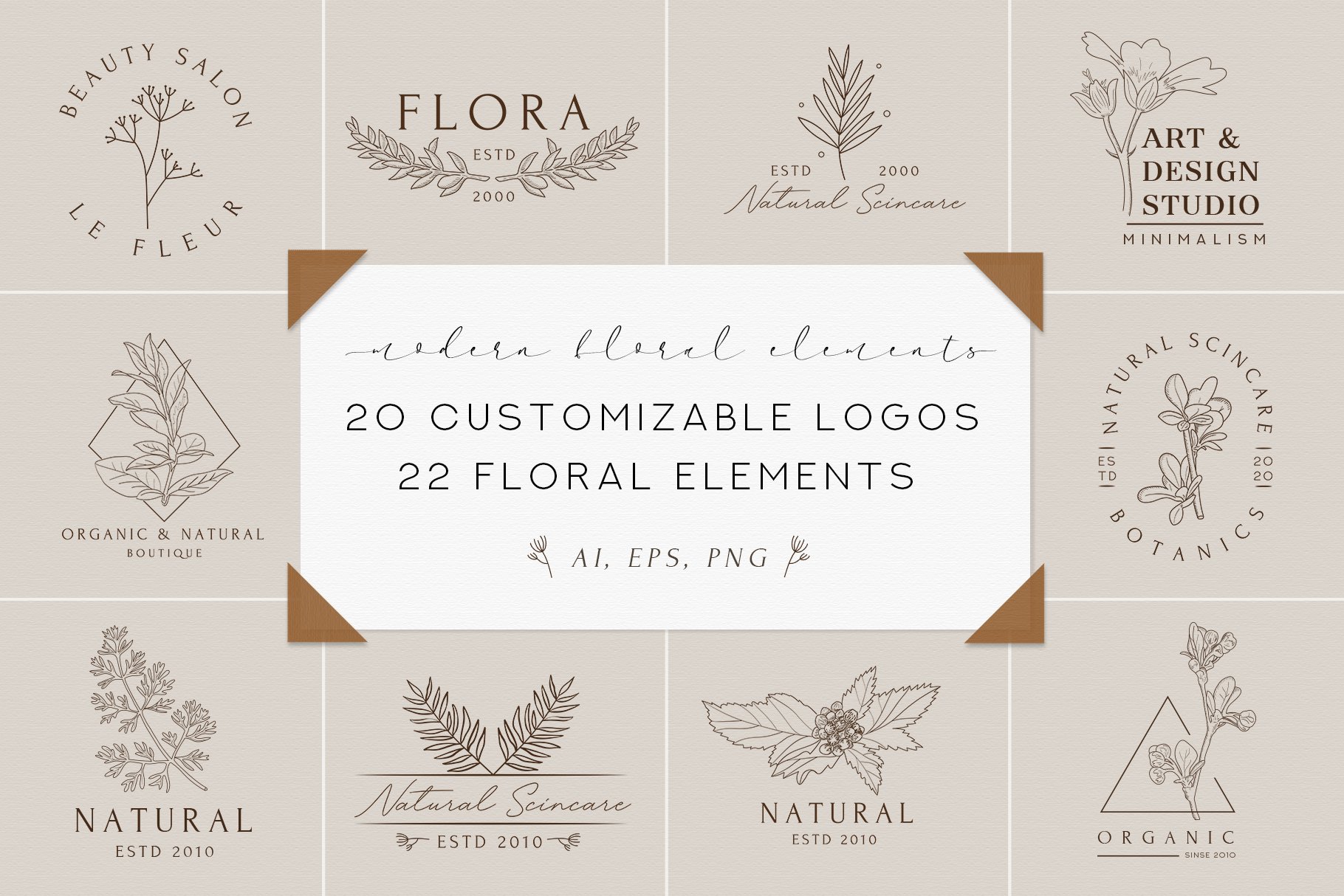 精美植物徽标标志设计AI矢量模板素材 BotanicalLogos & Illustrations_img_2